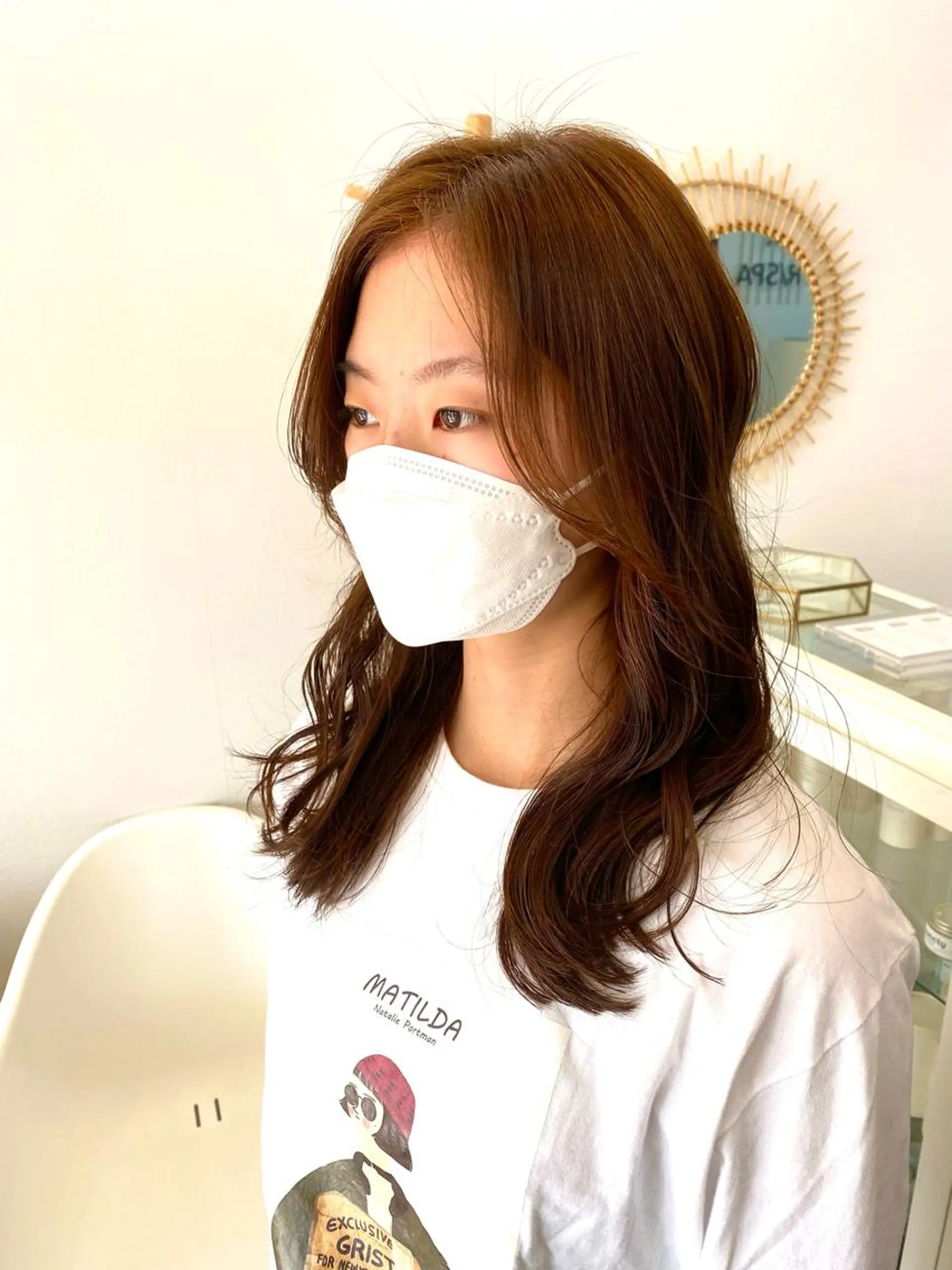 セミロング カラー ブラウンカラー オレンジ オレンジブラウン カット ヘアカラー トリートメント 🌻sunc kiwa🌻のヘアスタイル