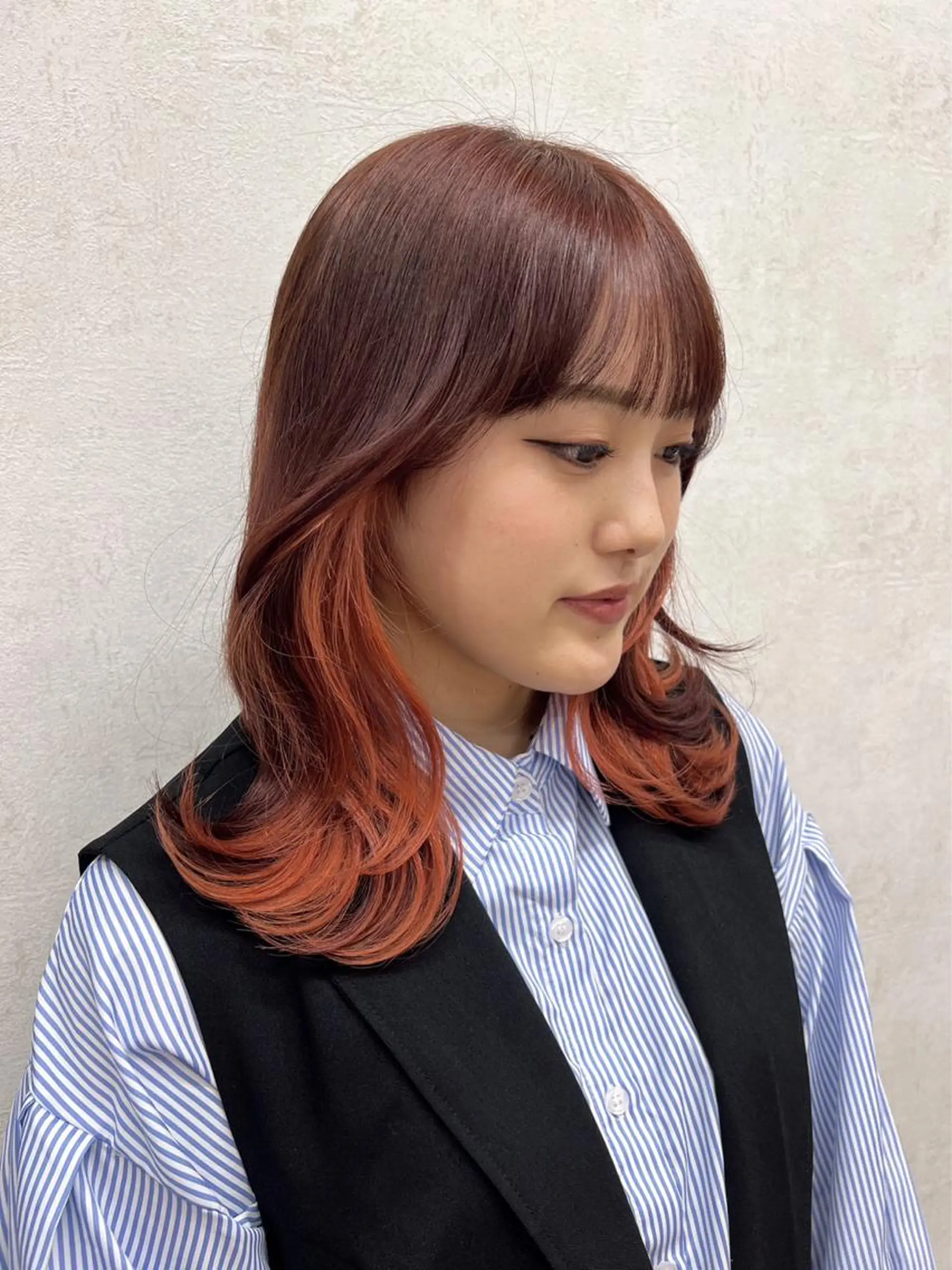 ミディアム rio¦ブラウン¦暗 髪¦縮毛矯正🌙のヘアスタイル