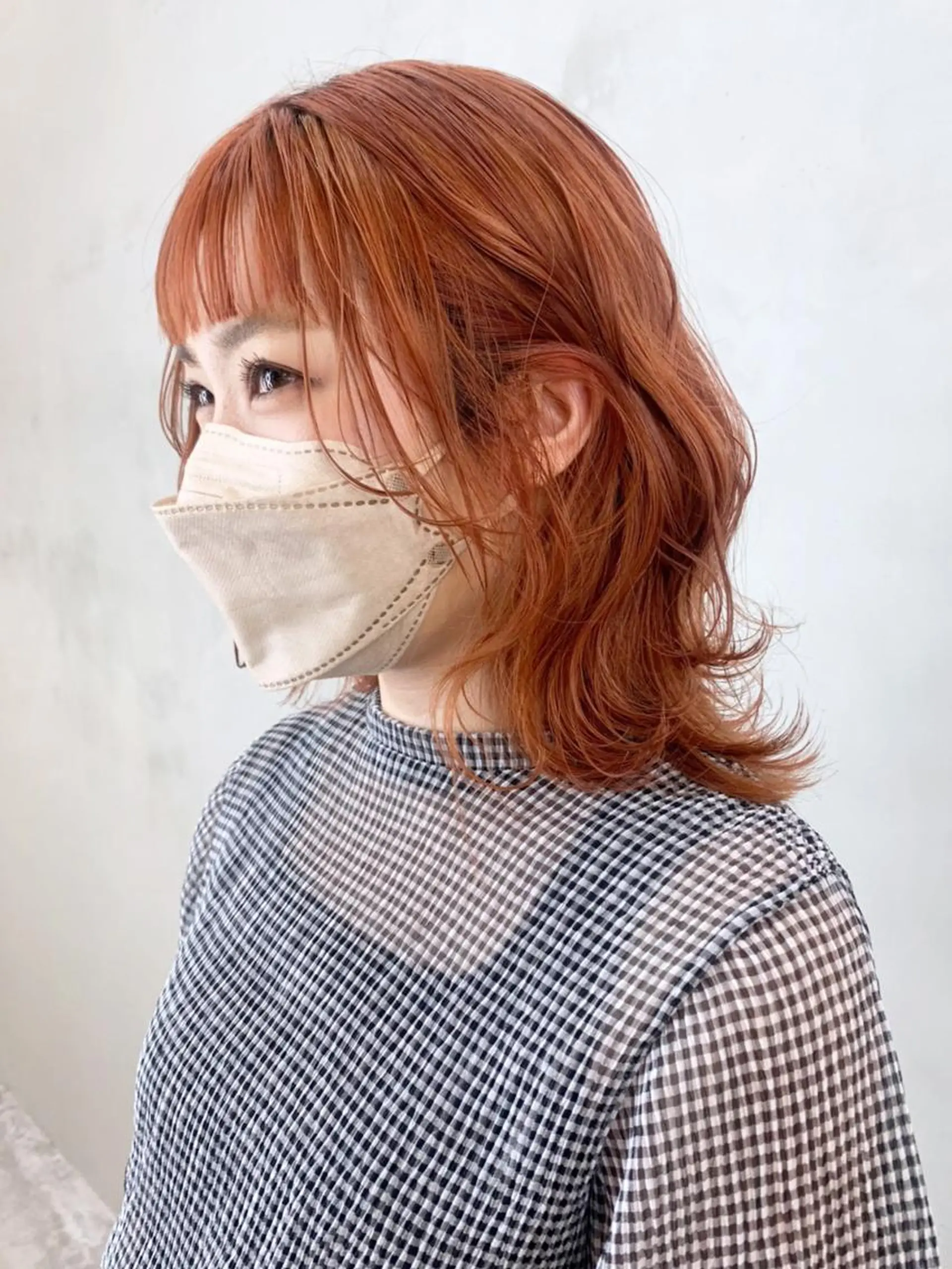 ミディアム パーマ ヘアアレンジ カラー オレンジ カット ヘアカラー トリートメント ITbyALBUM 藤沢店のヘアスタイル