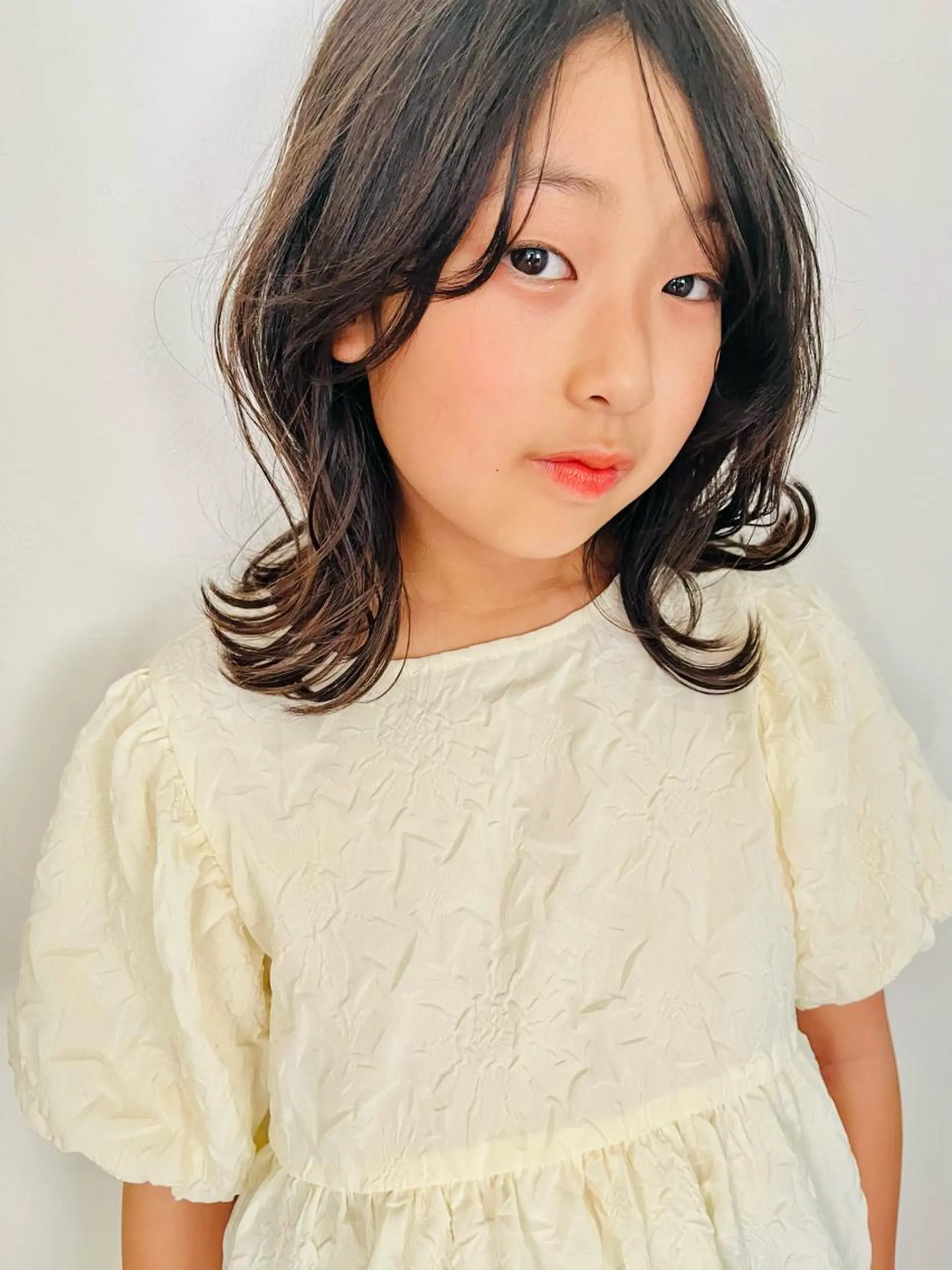 ミディアム キッズ ボブ くびれヘア 韓国風ヘア カット ヘッドスパ ママ美容師 ＊ヒマワリのヘアスタイル