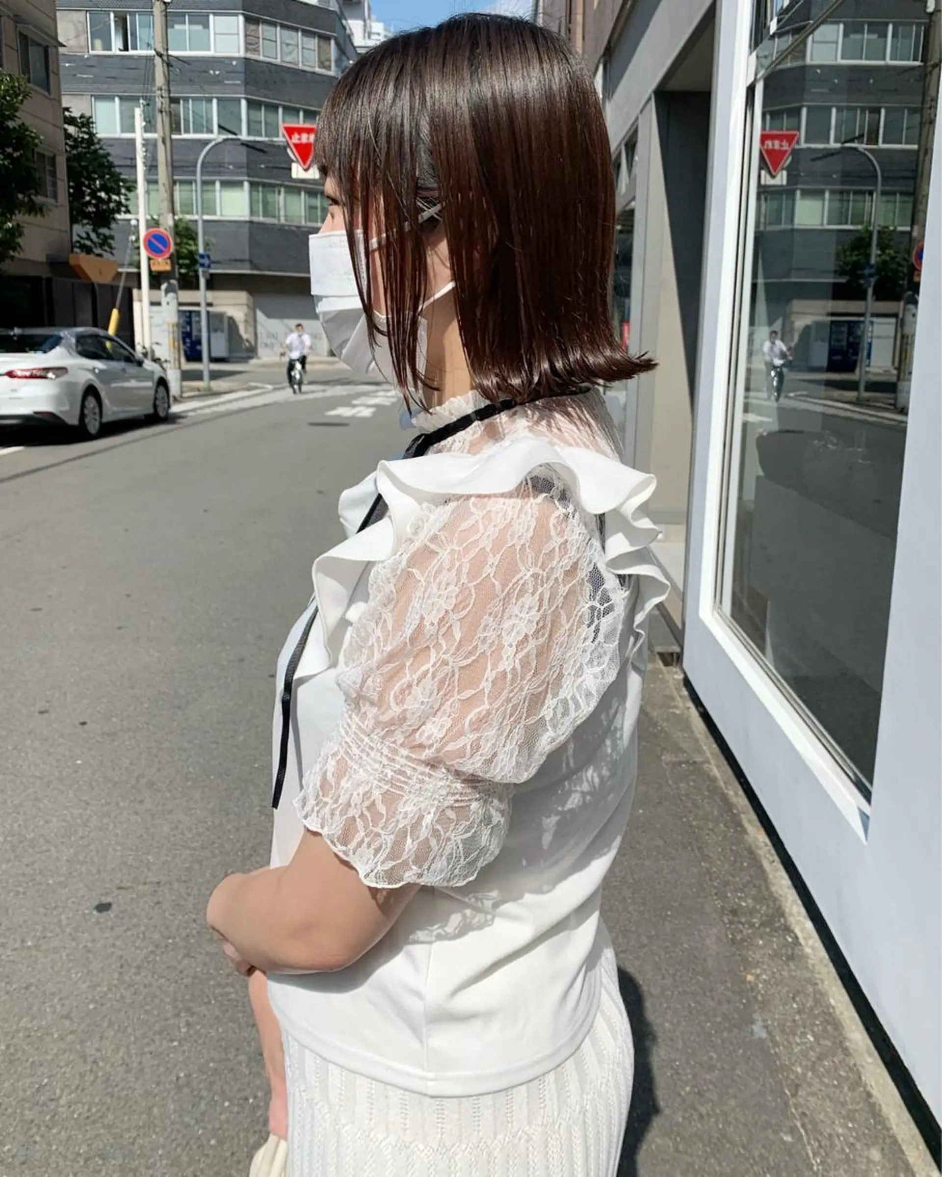 ミディアム 外ハネヘア カット kimika🥑 メンズ/髪質改善のヘアスタイル