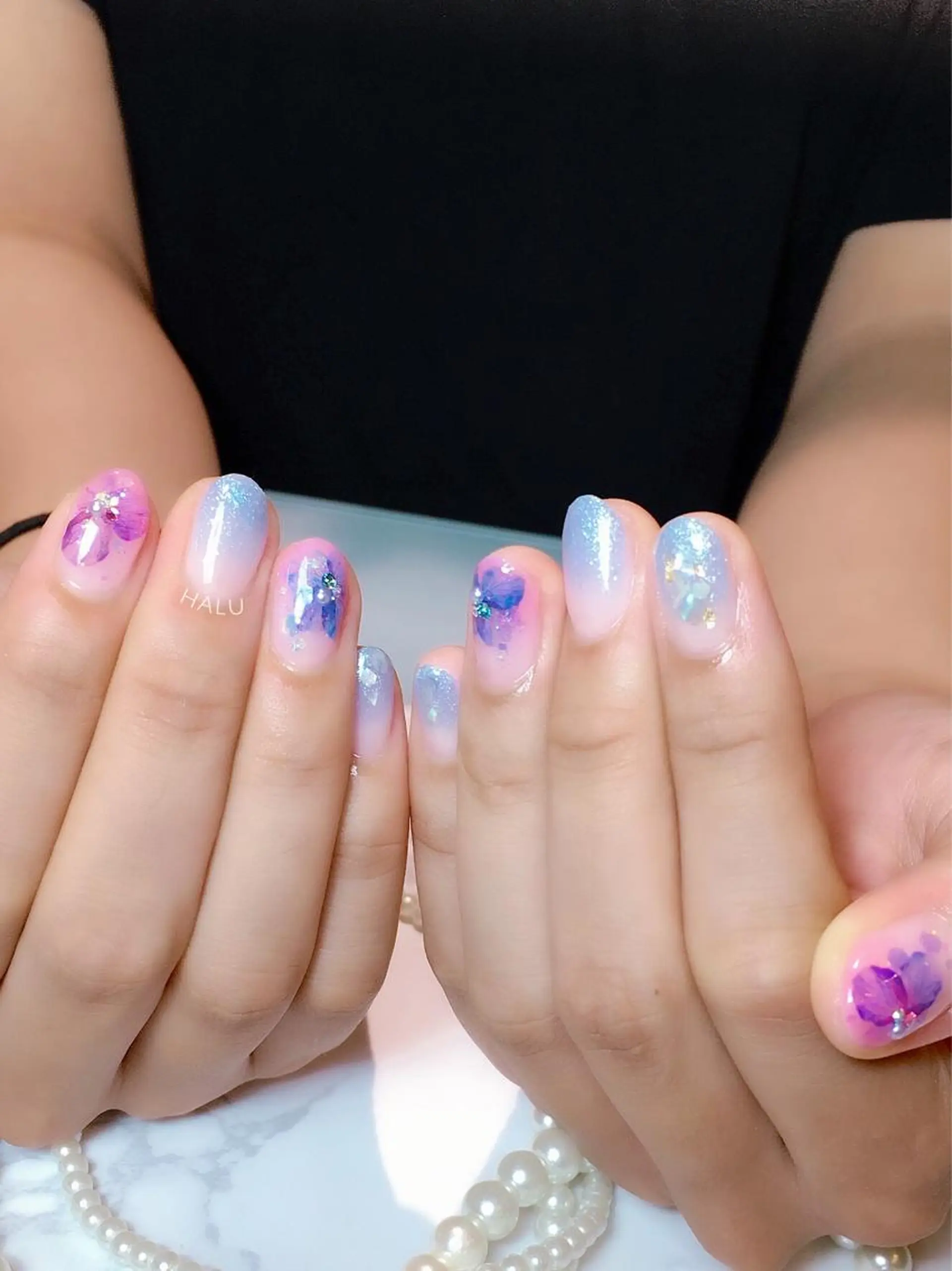 ネイル ブルー HALU ハルのネイルデザイン