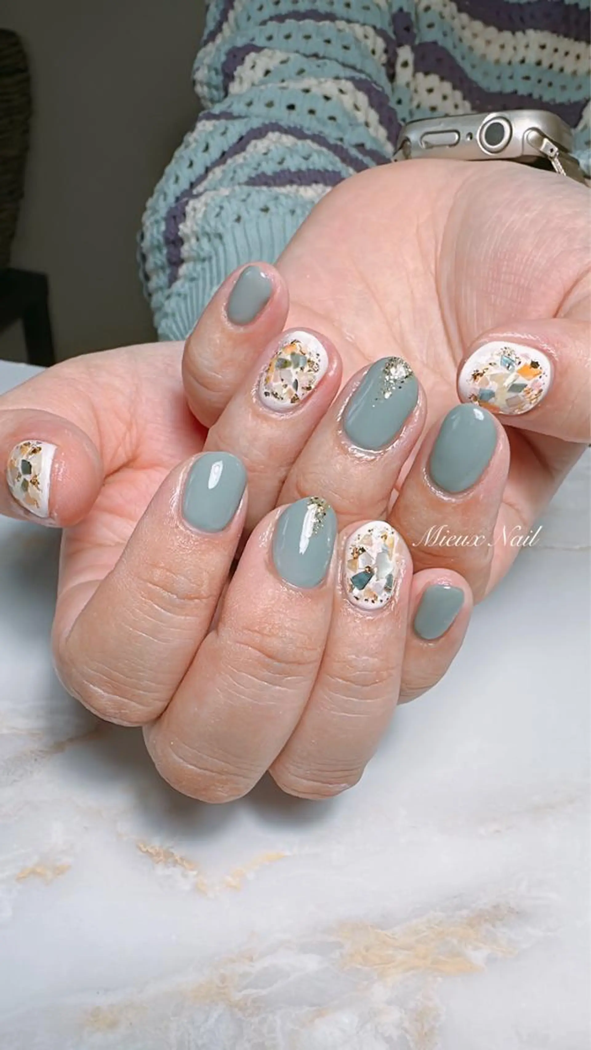 ネイル ブルー オフィスネイル シンプルネイル ハンドネイル 市川 麻衣子のネイルデザイン