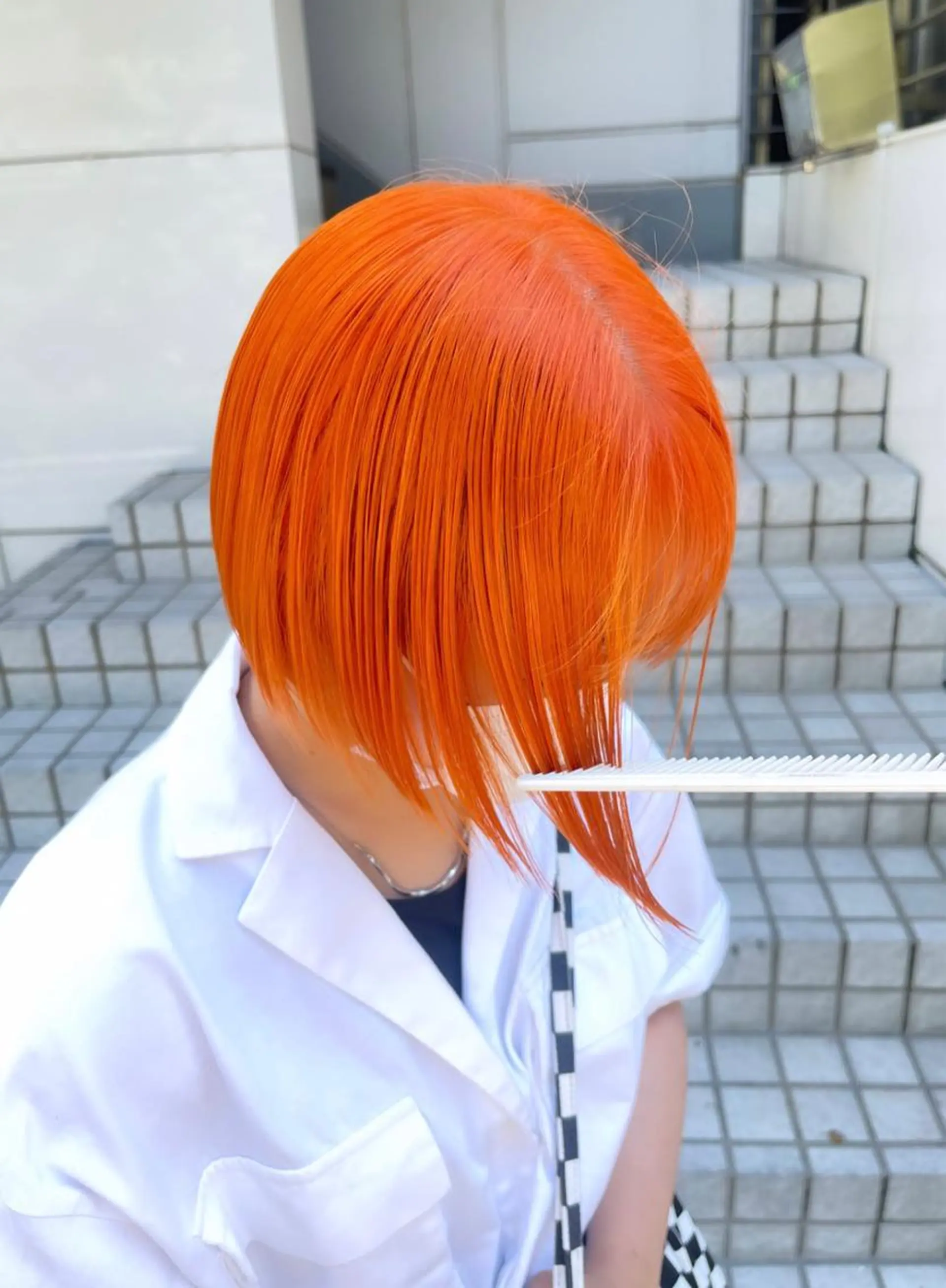 ショート カラー ブリーチ オレンジ ヘアカラー トリートメント 渋谷ケアブリーチ Suuのヘアスタイル
