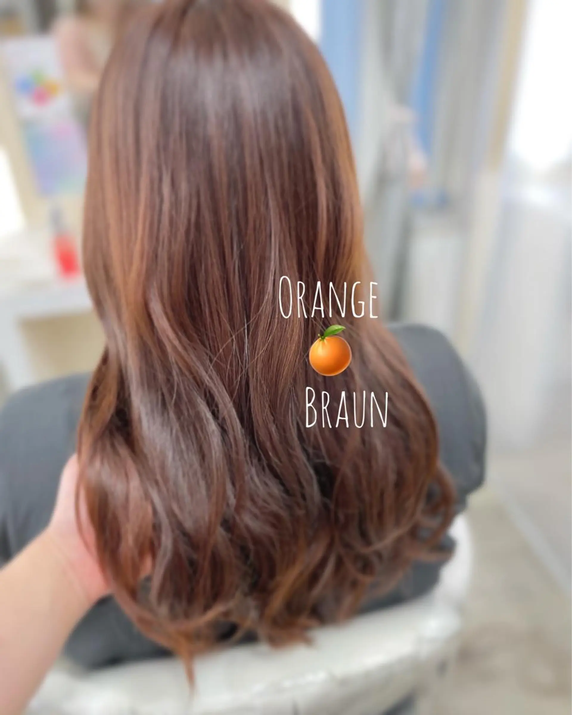 ロング オレンジブラウン いけがみ ゆかなのヘアスタイル