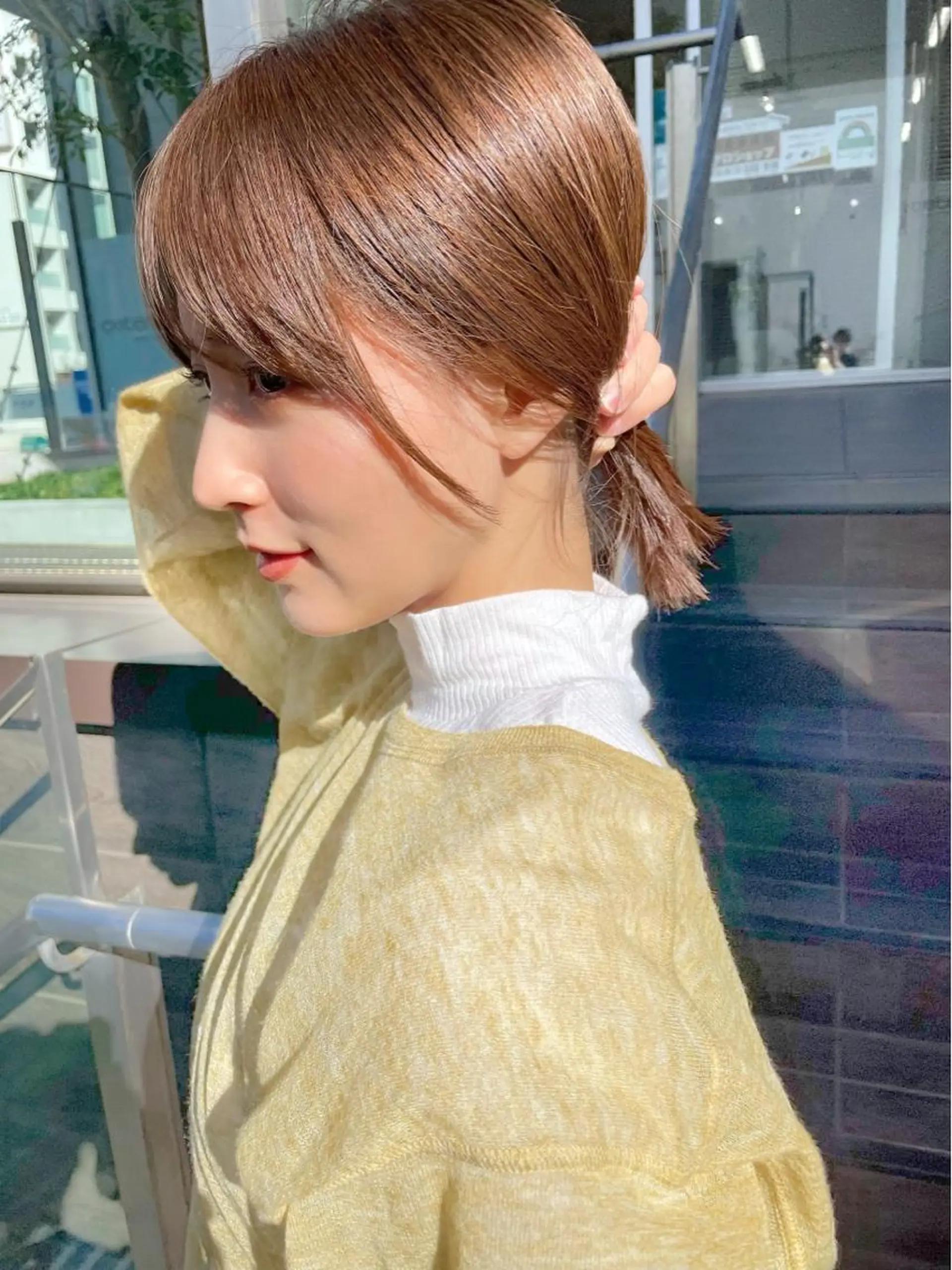 ミディアム ボブ シースルーバング 結べるレイヤーボブ くびれLady表参道のヘアスタイル