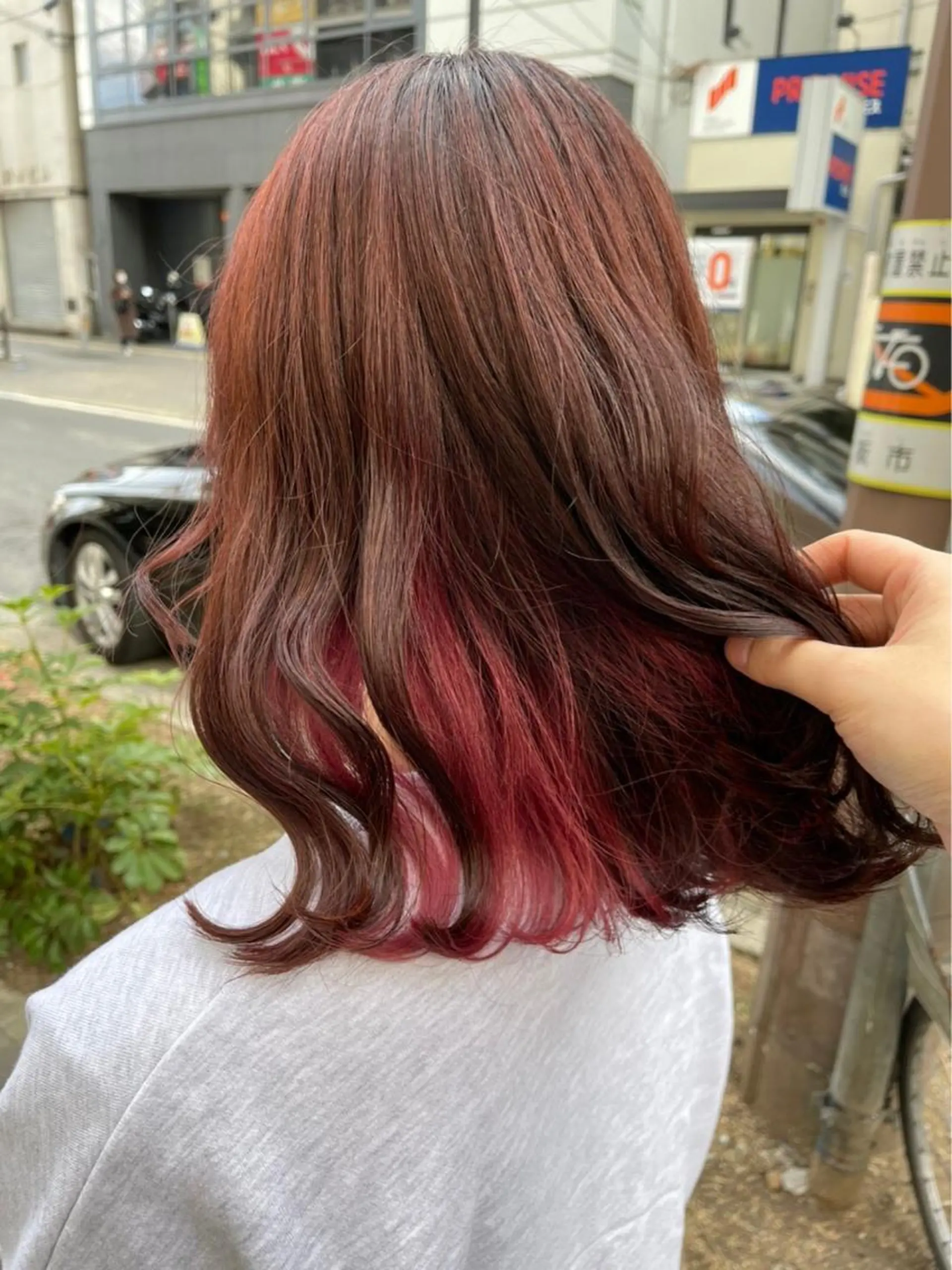 ミディアム カラー ブリーチ インナーカラー 髪質改善/ ツヤ髪カラー/高井のヘアスタイル