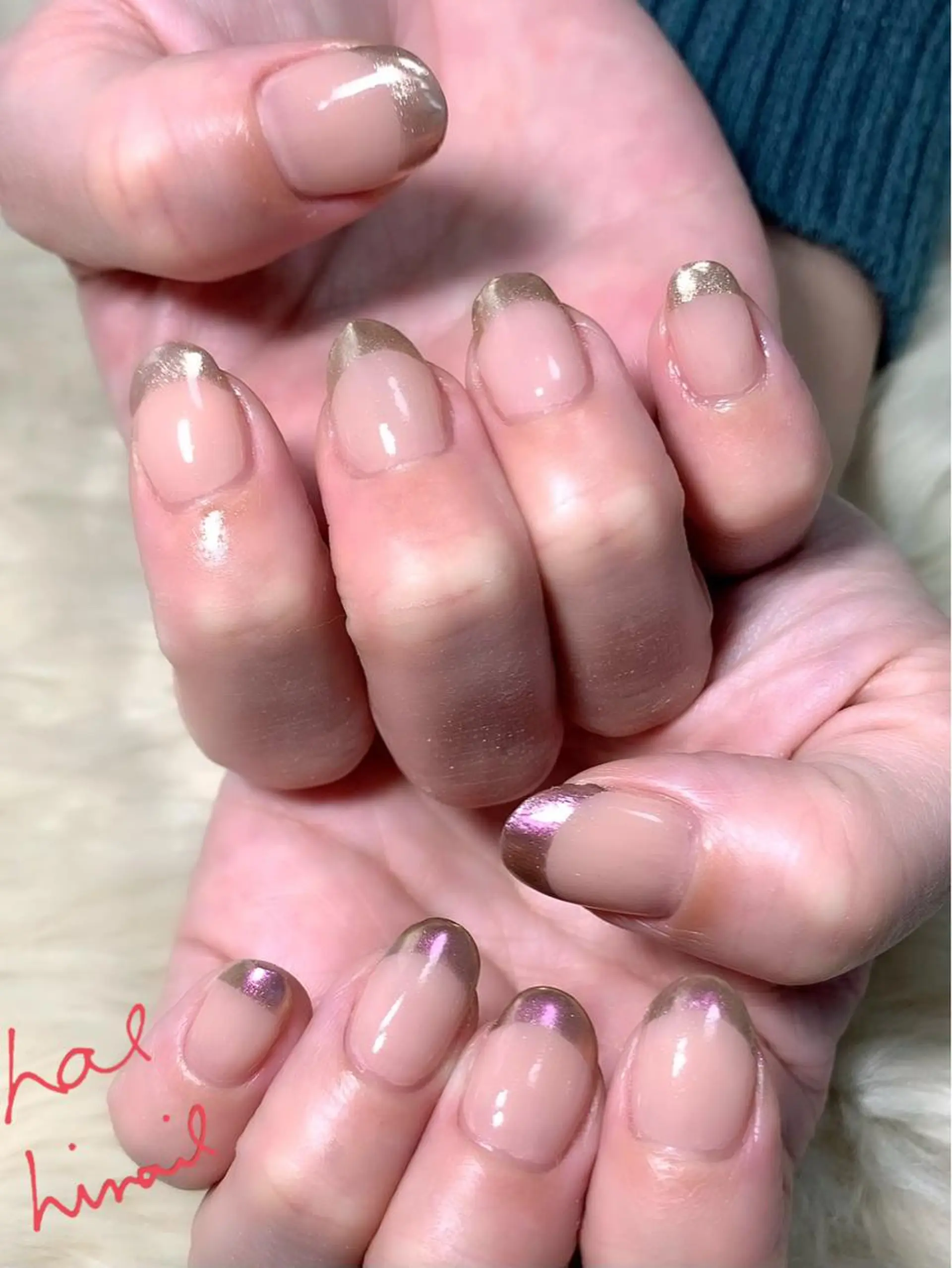 ネイル フレンチネイル ミラーネイル はるひな ねいるのネイルデザイン