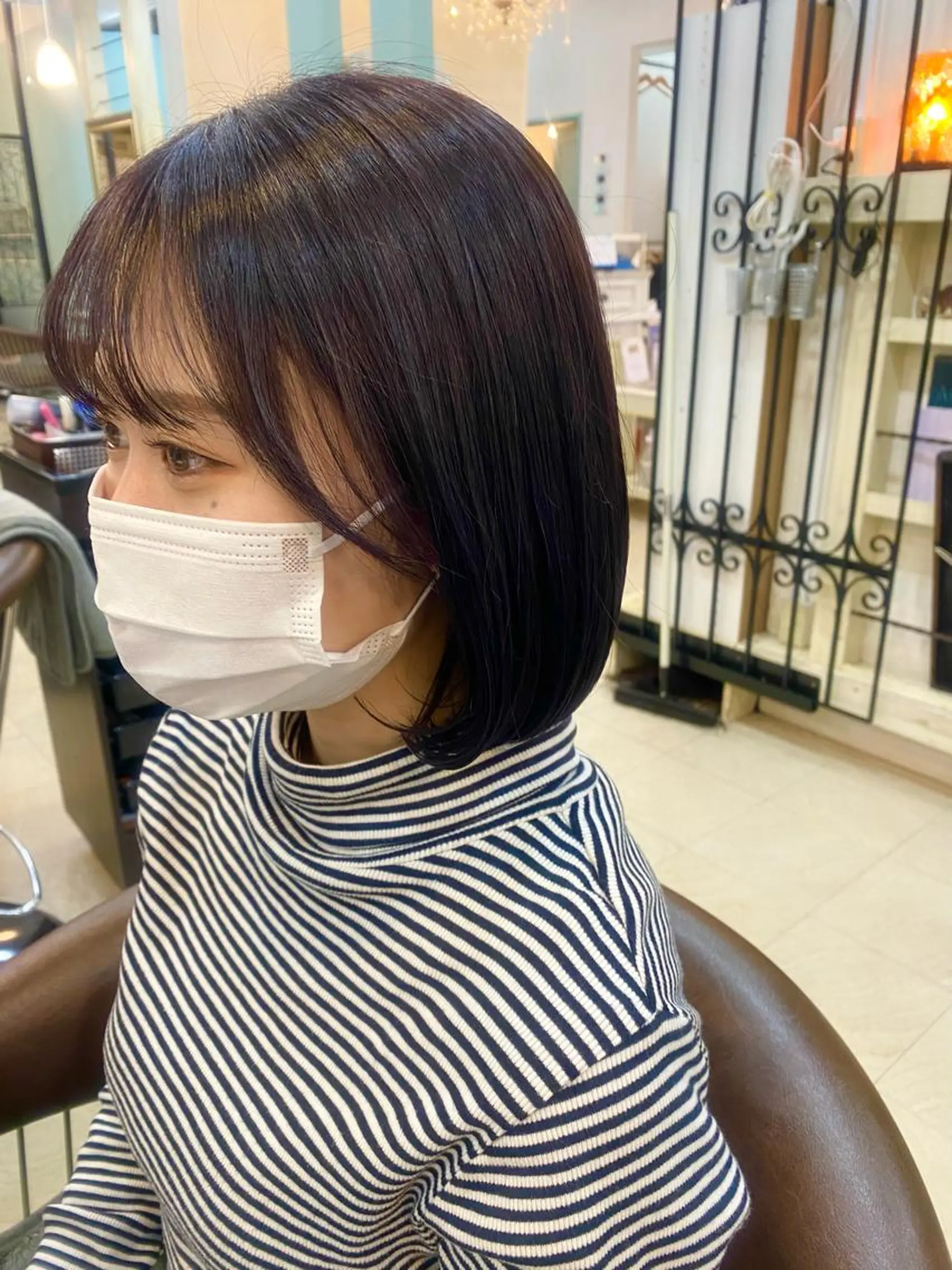 ショート カラー パーマ ヘアアレンジ ディープラベンダー ラベンダーカラー タンバルモリ 立川🤍韓国ヘア/ レイヤー🇰🇷🖤のヘアスタイル