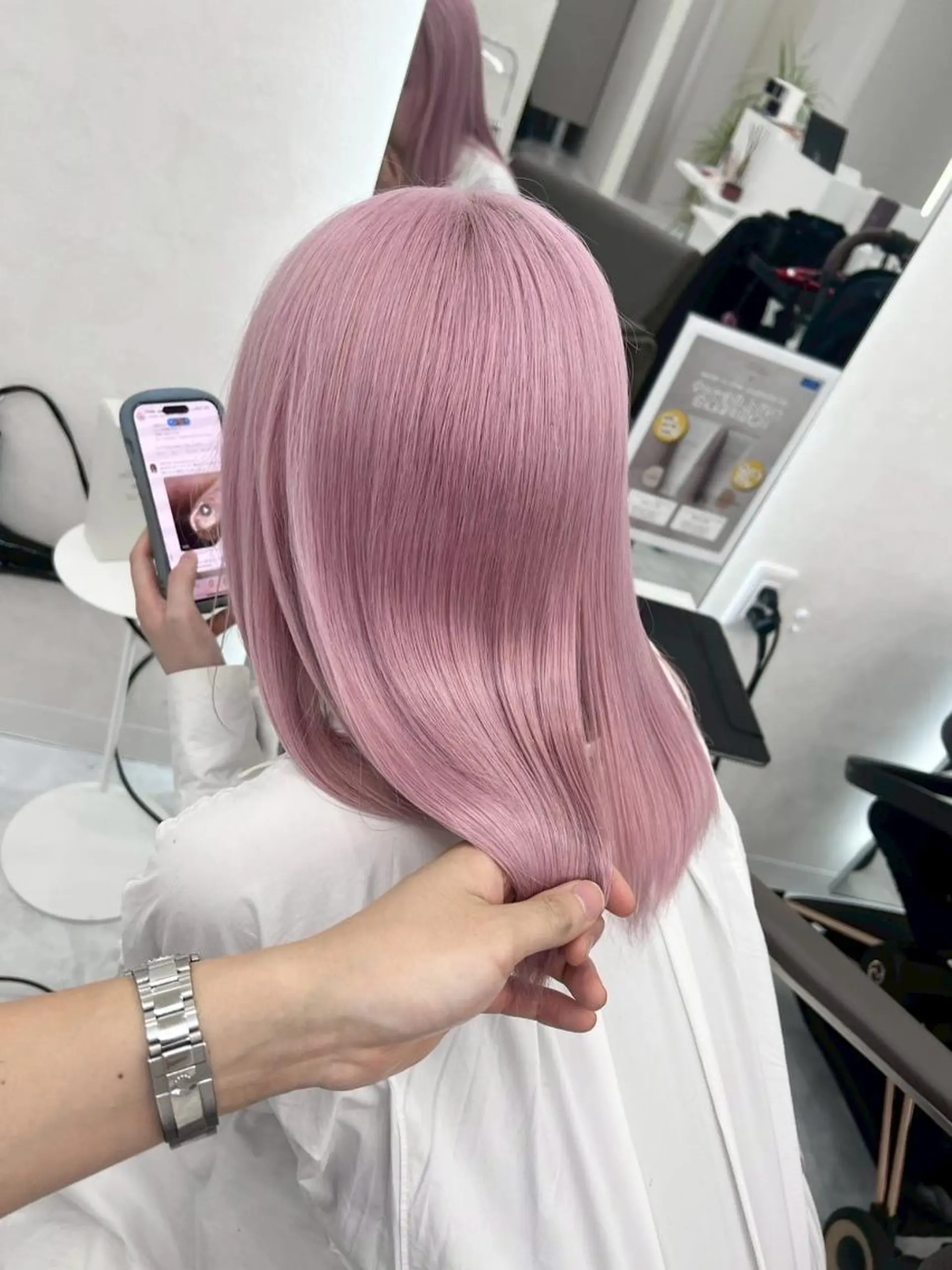 セミロング カラー アディクシーカラー アッシュ バレイヤージュ ベージュカラー ブルーカラー ヘアカラー トリートメント 髪質改善ストレート髪 質改善カラー特化中崎のヘアスタイル
