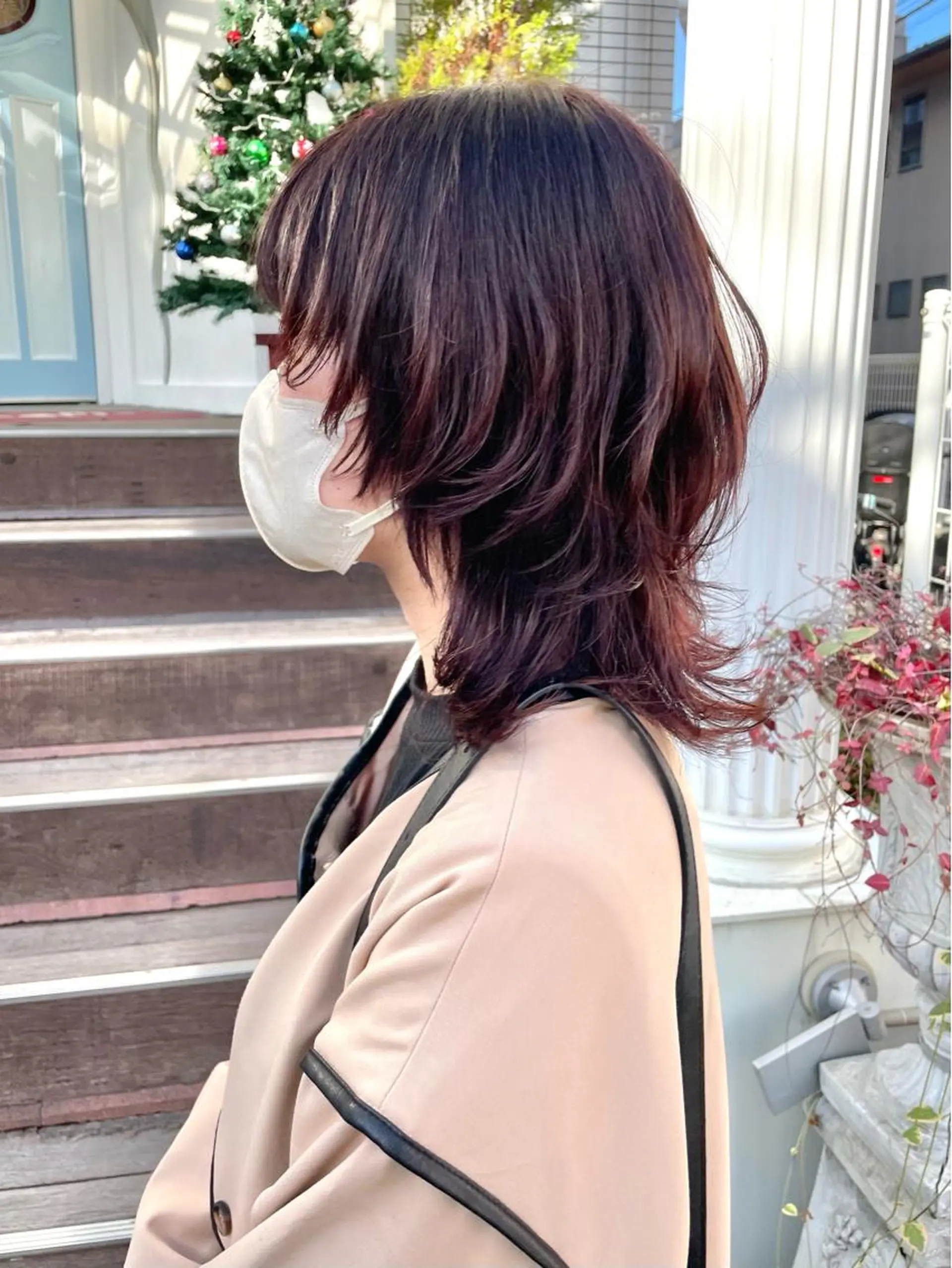 ミディアム 顔まわりレイヤー レイヤーカット ウルフカット ウルフレイヤー カット ヘアカラー 🐺高椋 海/ウルフ/レイヤーのヘアスタイル