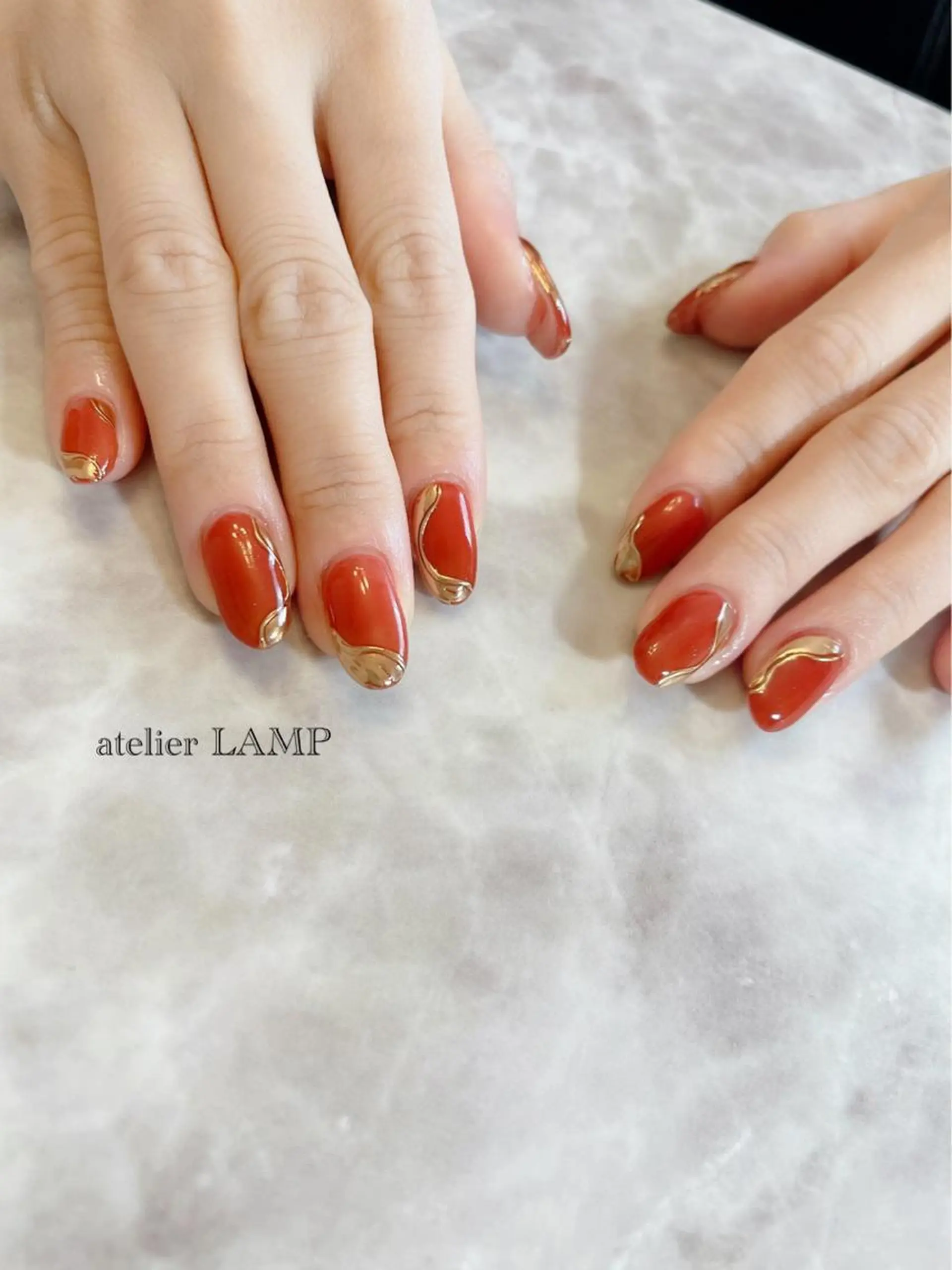 ネイル オレンジ 赤色 NANA no artのネイルデザイン