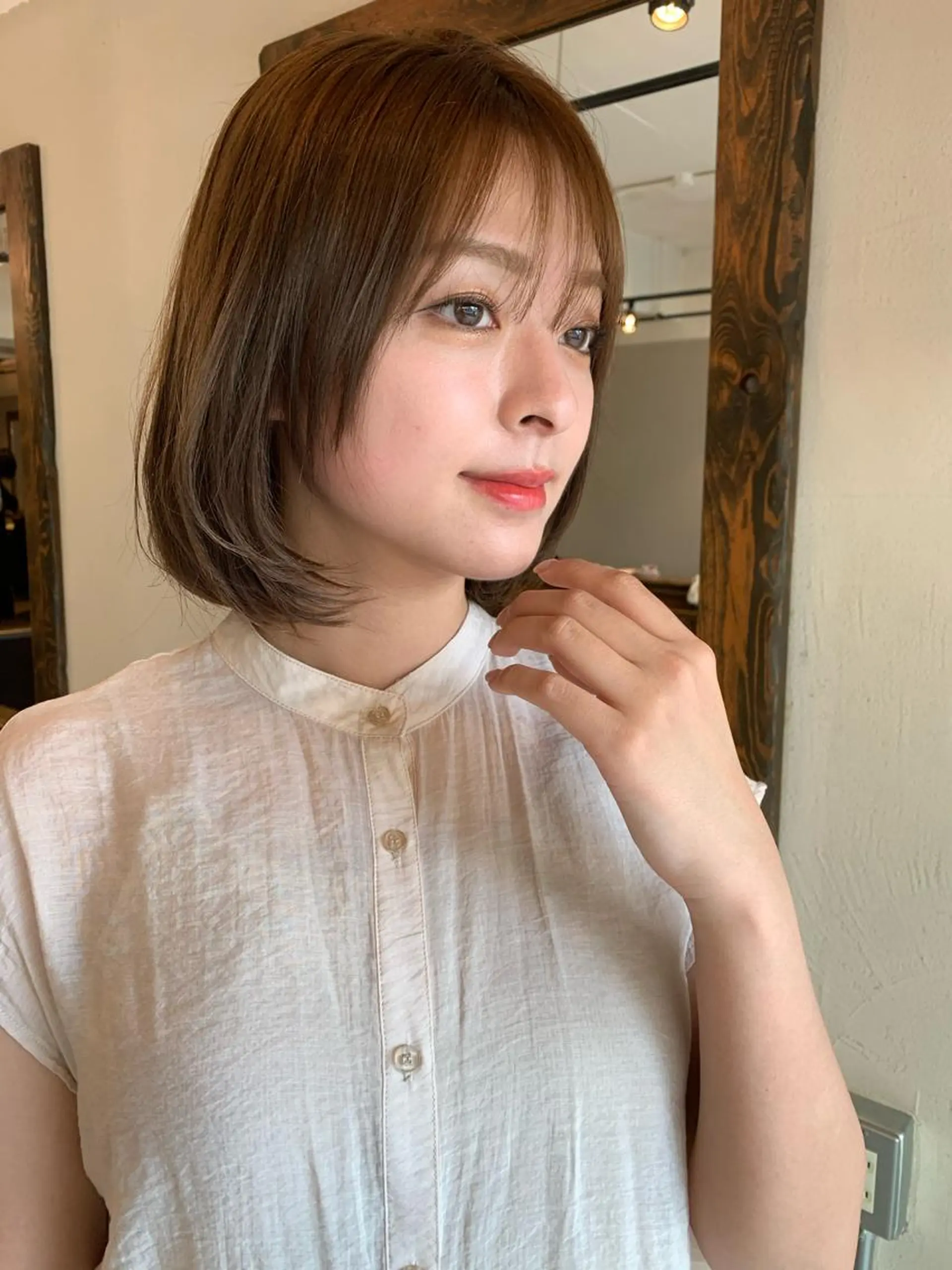 ミディアム カラー カット ヘアカラー トリートメント ヘッドスパ ヘアセット 透明感/オリーブ/ グレージュ/YUKAのヘアスタイル