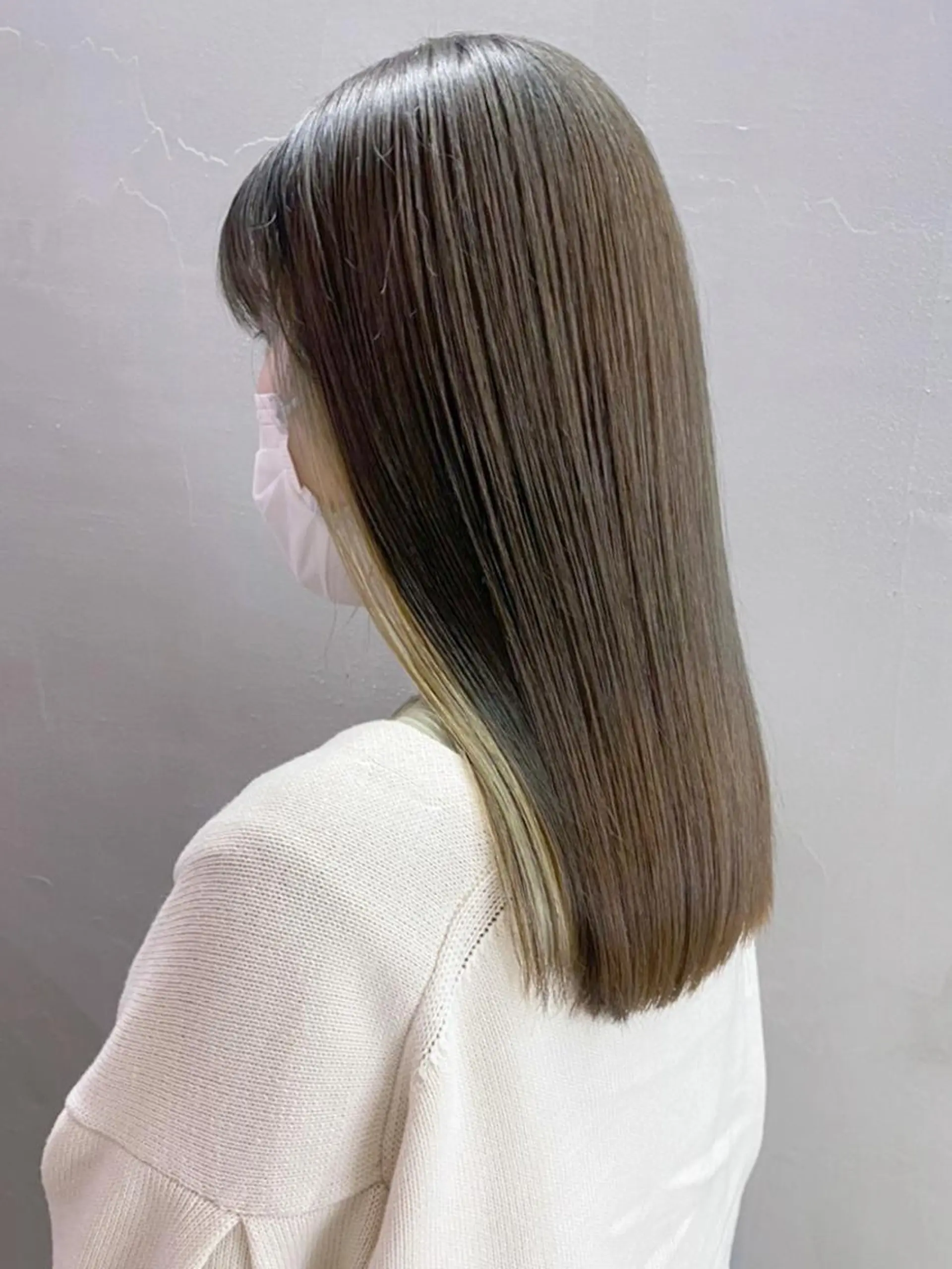 ミディアム カラー パーマ ヘアアレンジ ベージュカラー オリーブベージュ ITbyALBUM 八王子店のヘアスタイル