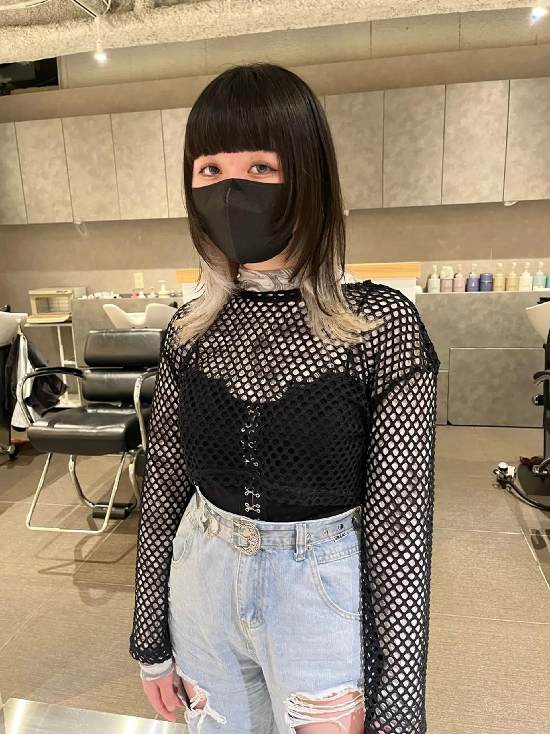 セミロング カラー ブリーチ ブロンド ダブルカラー ハイトーンカラー インナーカラー カット ヘアカラー ショート/パーマ/ カラー/FUKOのヘアスタイル