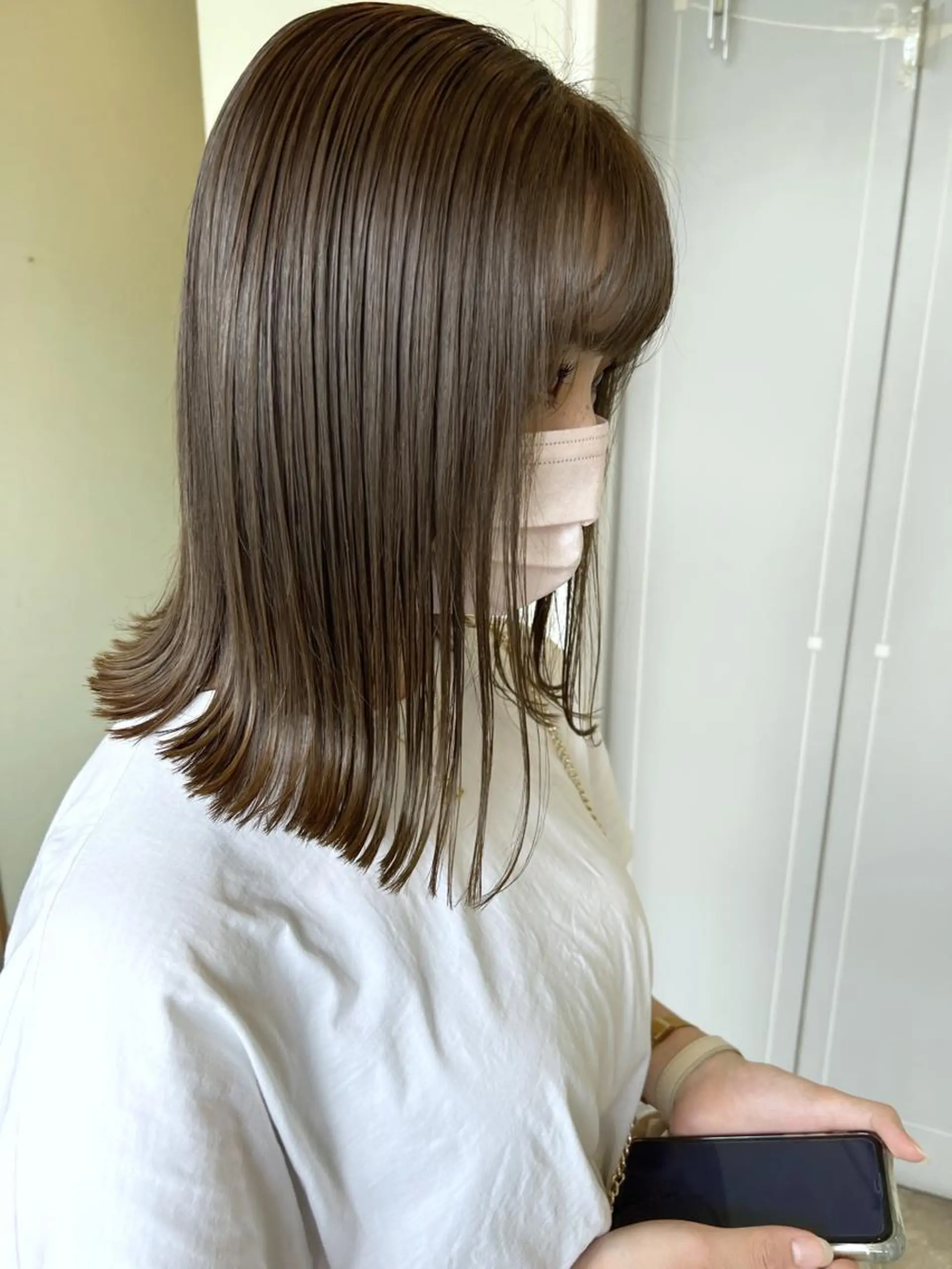 ミディアム カラー 透明感カラー グレージュ オリーブグレージュ オリーブグレー ボブ カット ヘアカラー トリートメント 【ネウィ天王寺 】seiyaのヘアスタイル