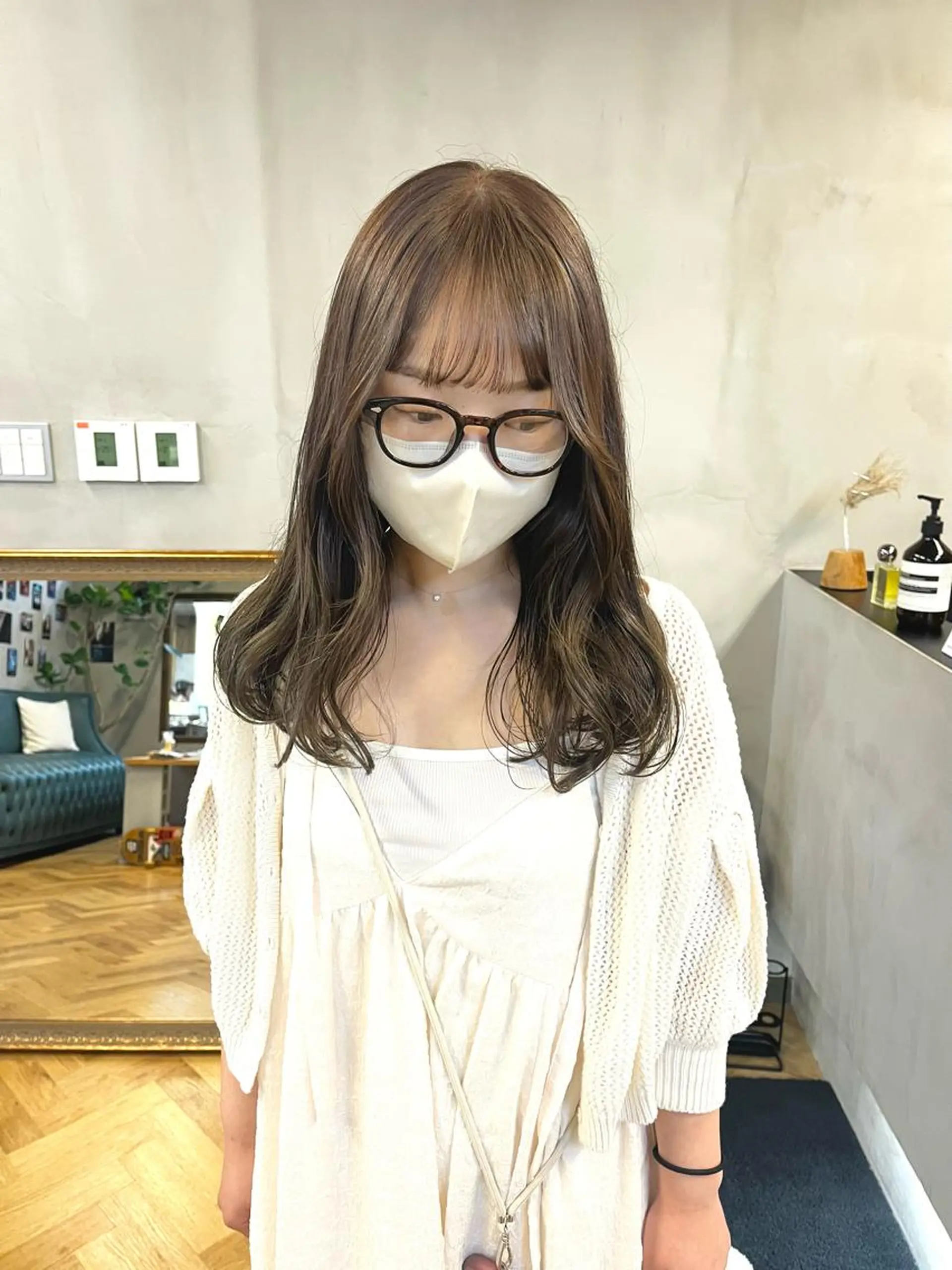 セミロング カラー ヘアアレンジ カット ヘアカラー トリートメント esu西梅田所属・ena/ブリーチなし 透明感・レイヤー🎀のヘアスタイル