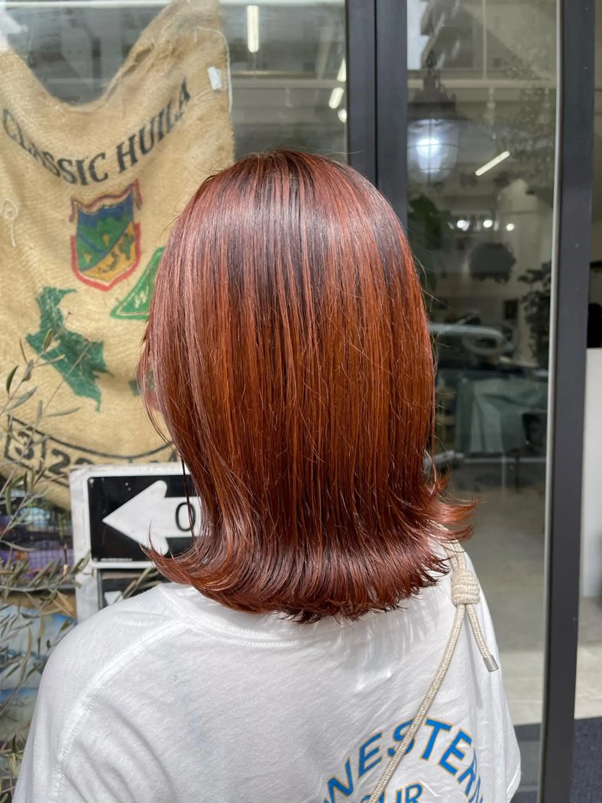 ミディアム カラー ブリーチ ブラウンカラー ブリーチなしカラー オレンジ オレンジブラウン 📍葛西りんたろう/ ENVのヘアスタイル