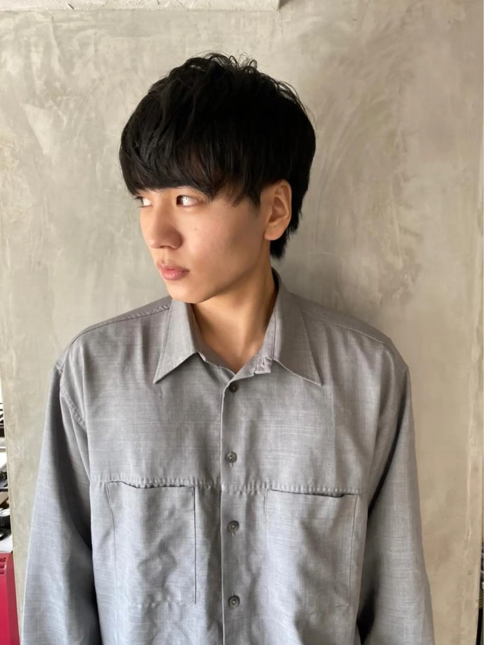 メンズ 切りっぱなしボブ/ デザインカラー店長のヘアスタイル