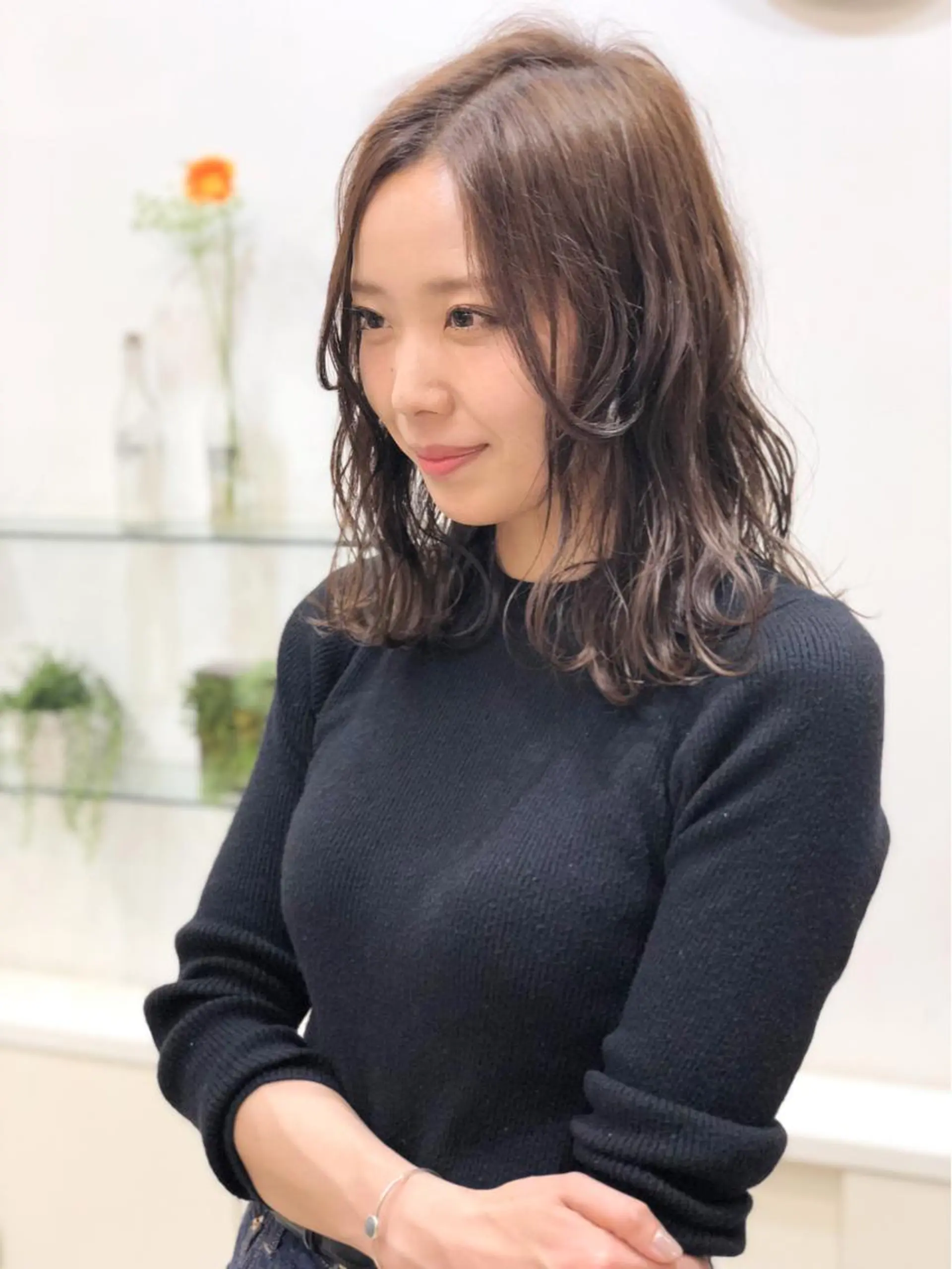 ミディアム カラー ミディアムパーマ 伸ばしかけ ディレクター ノナカのヘアスタイル