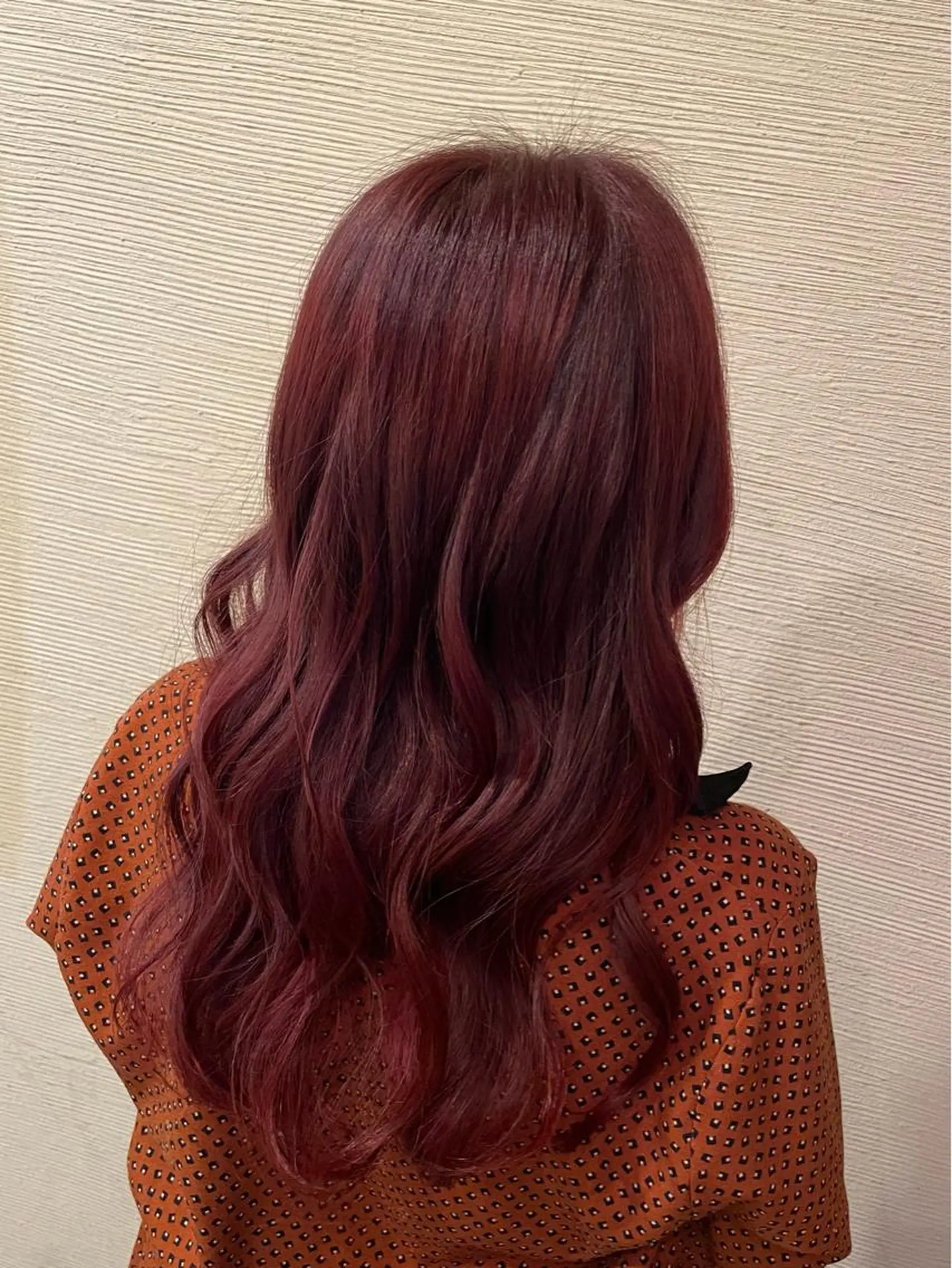 ロング カラー レッドカラー ヘアカラー トリートメント 木村 一葵のヘアスタイル