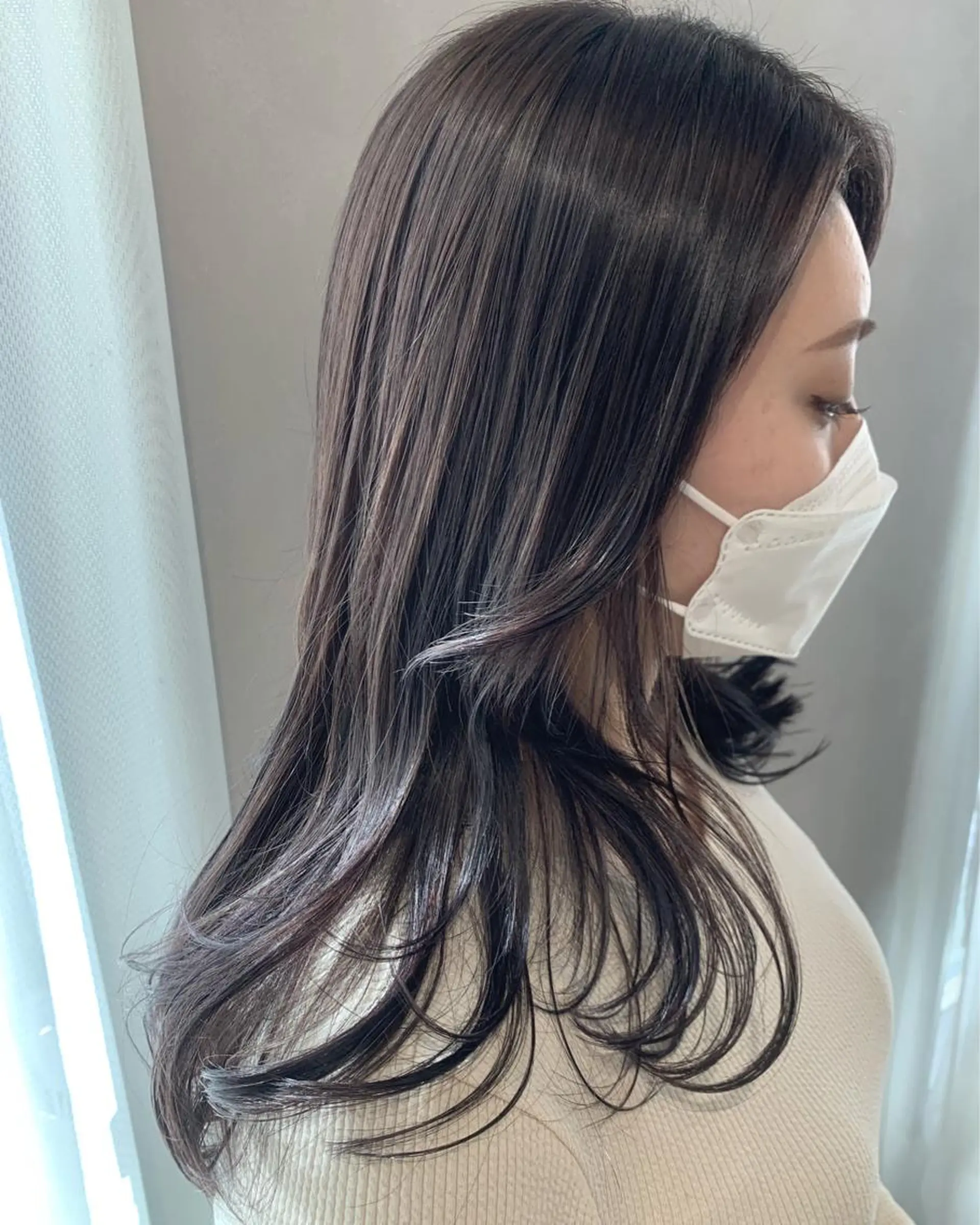 ロング カラー ハイライトカラー ラベンダーカラー ラベンダーグレー ハイライト カット ヘアカラー トリートメント hub hair レイヤー/透明感のヘアスタイル