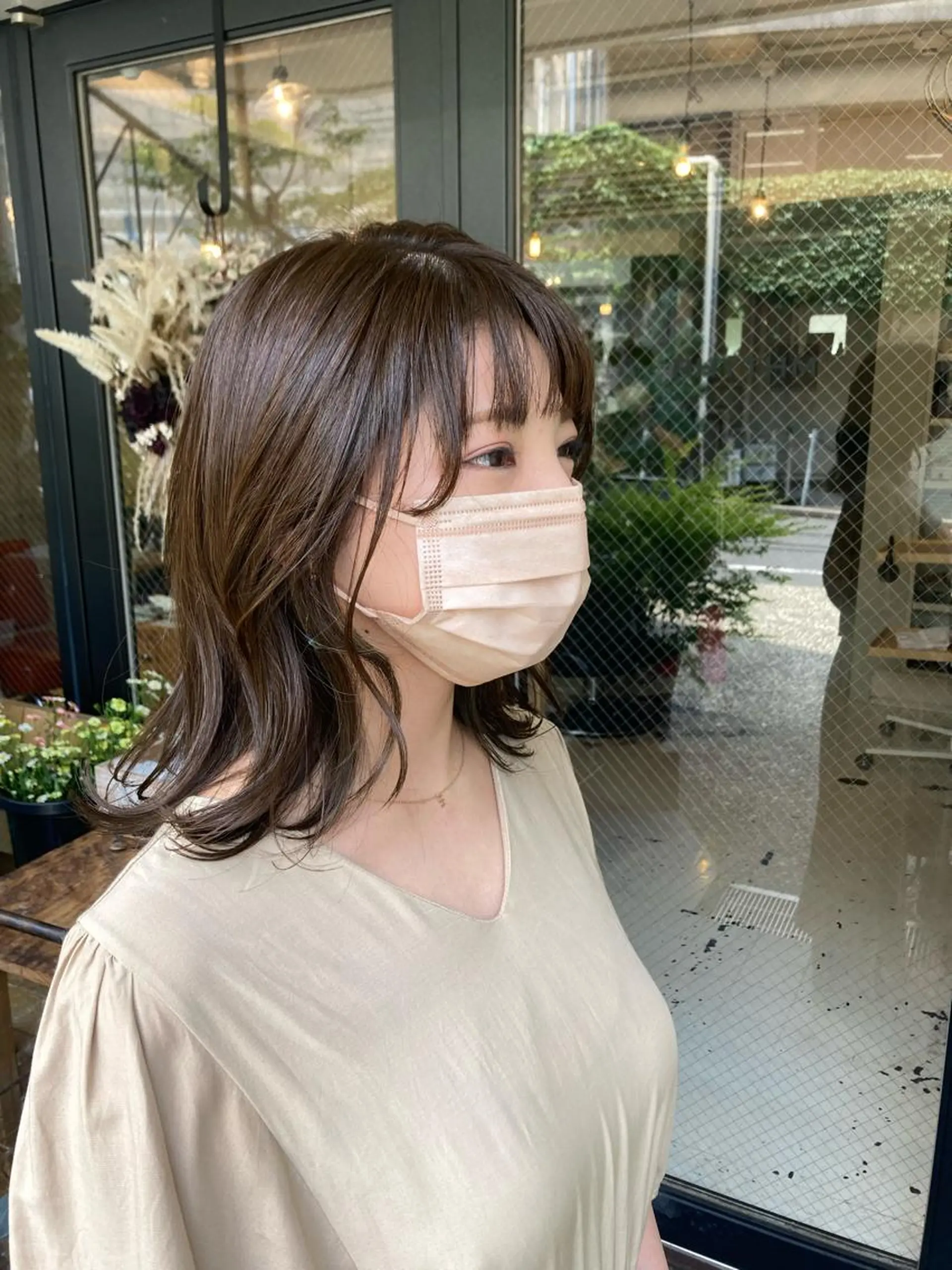 ミディアム ミディアムパーマ ボブ ハイライト 姫カット おくれ毛 ✂︎岡根 京花✂︎のヘアスタイル