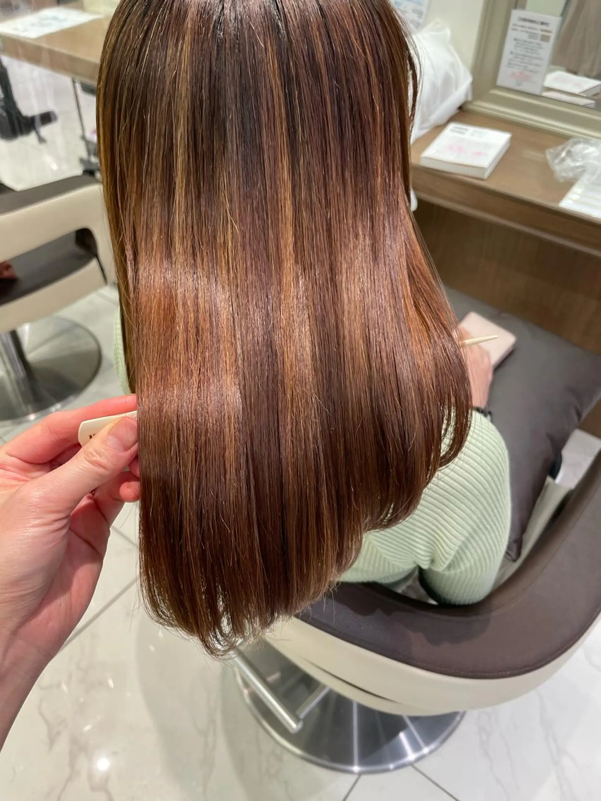 セミロング パーマ 縮毛矯正 トリートメント 福島成美/髪質改善 縮毛矯正/カラーのヘアスタイル