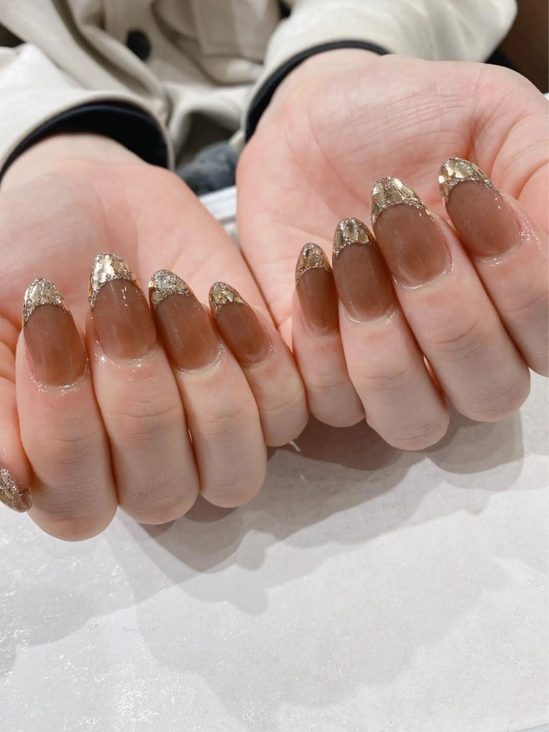 ネイル フレンチネイル ガラスフレンチ キラキラネイル Sasaki Kyokaのネイルデザイン