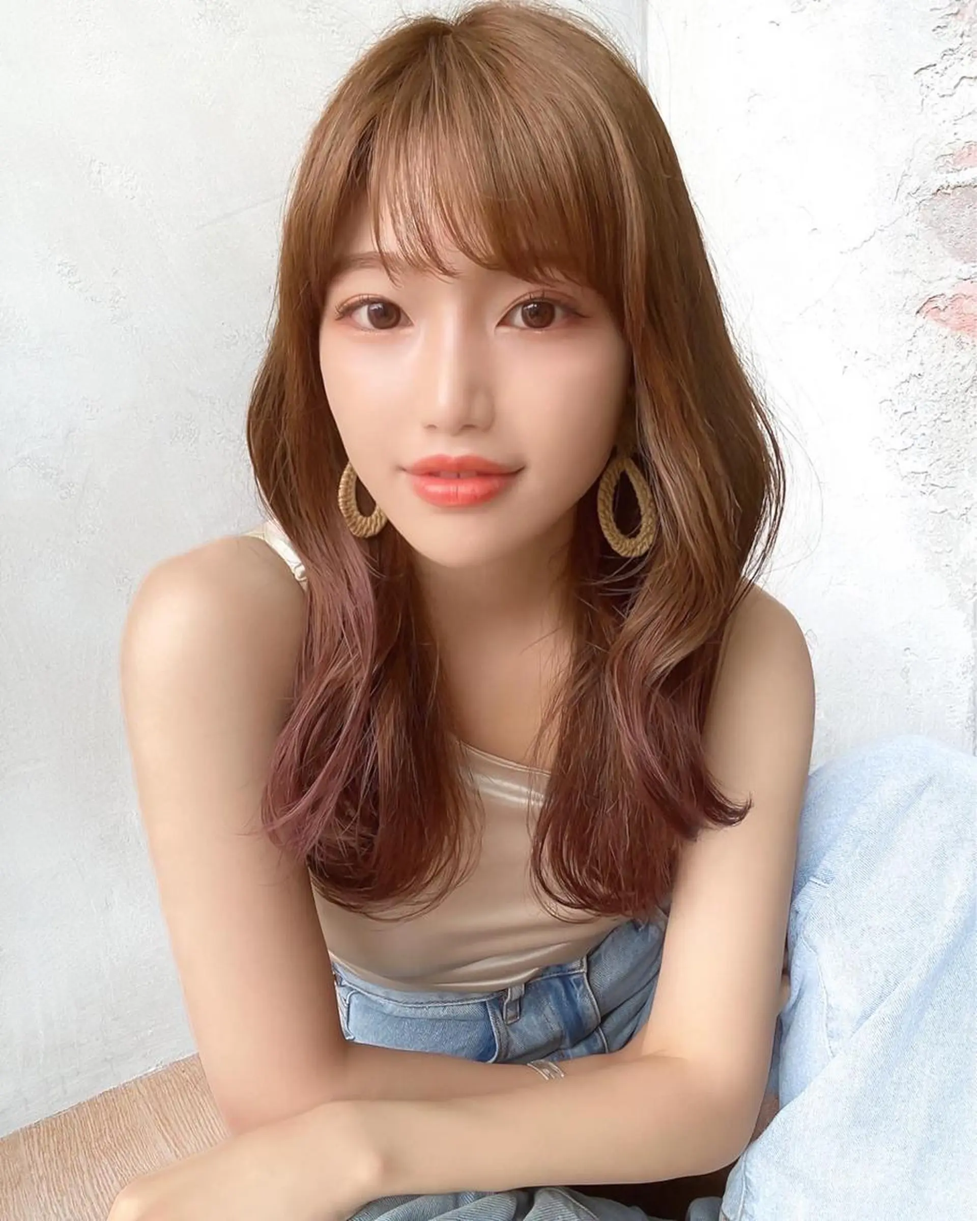 セミロング カラー ベージュカラー ブラウンカラー ブラウンベージュ くびれヘア 顔周りカット カット ヘアカラー トリートメント 顔周り/くびれヘア 韓国ヘア💕風間るなのヘアスタイル