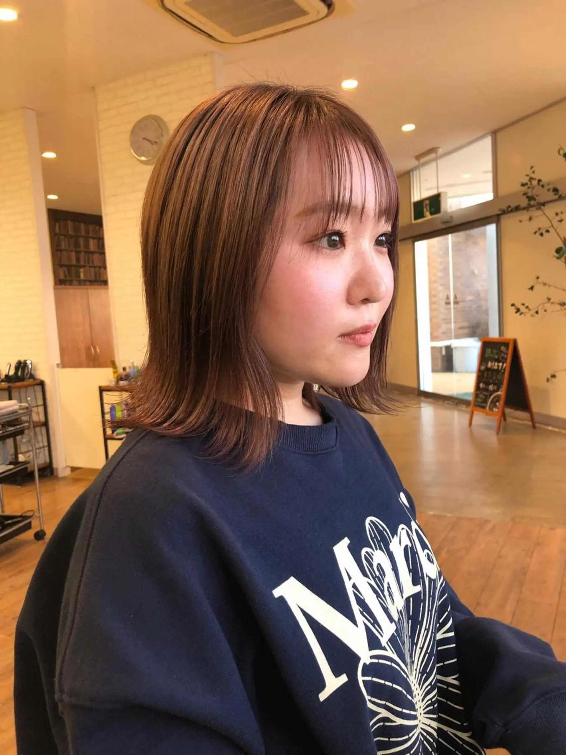 ミディアム カラー パーマ ヘアアレンジ ❣️倉敷❣️美髪 カラー能登一成のヘアスタイル