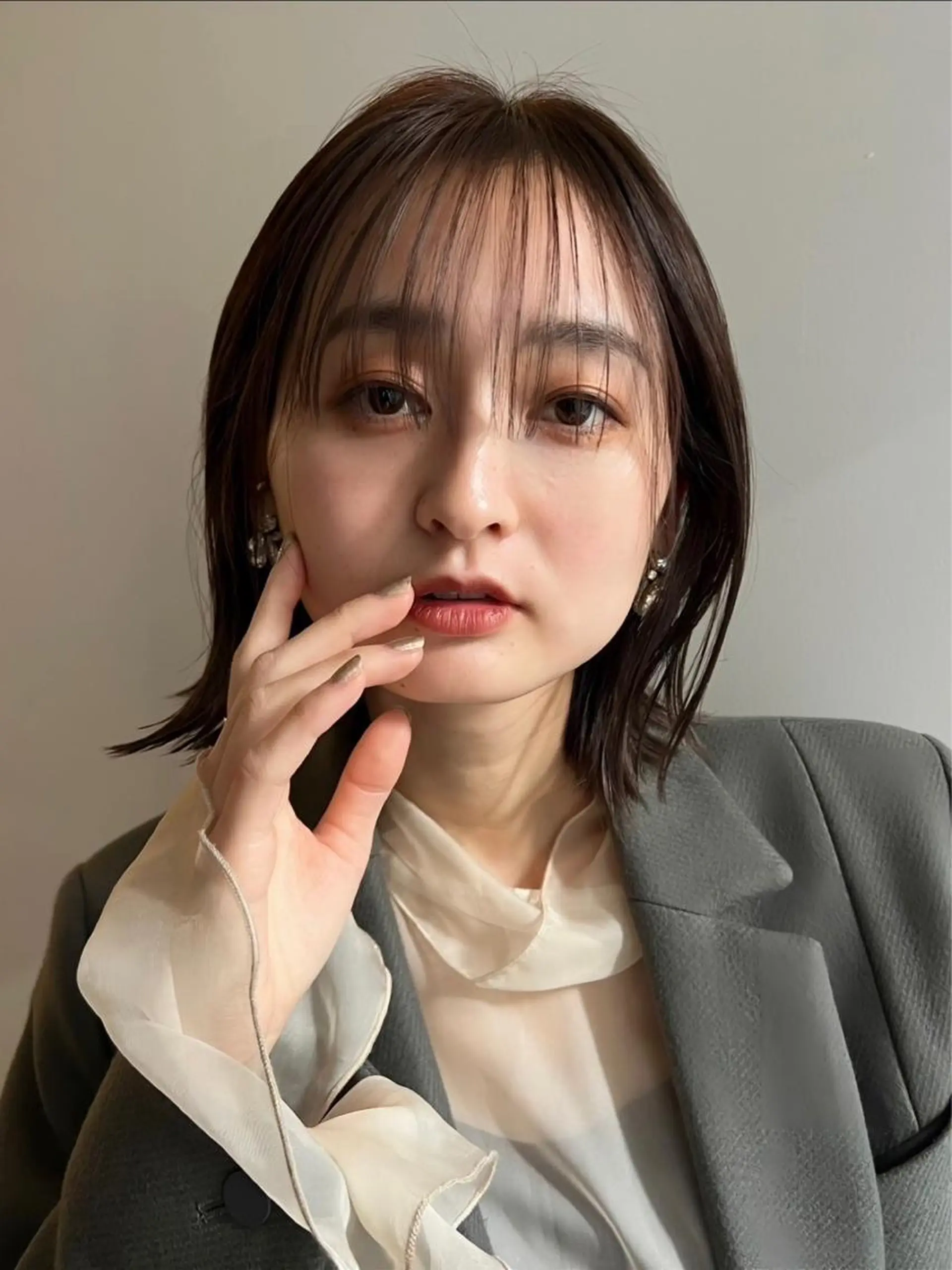 ミディアム カラー レイヤーカット ボブパーマNo.1のヘアスタイル