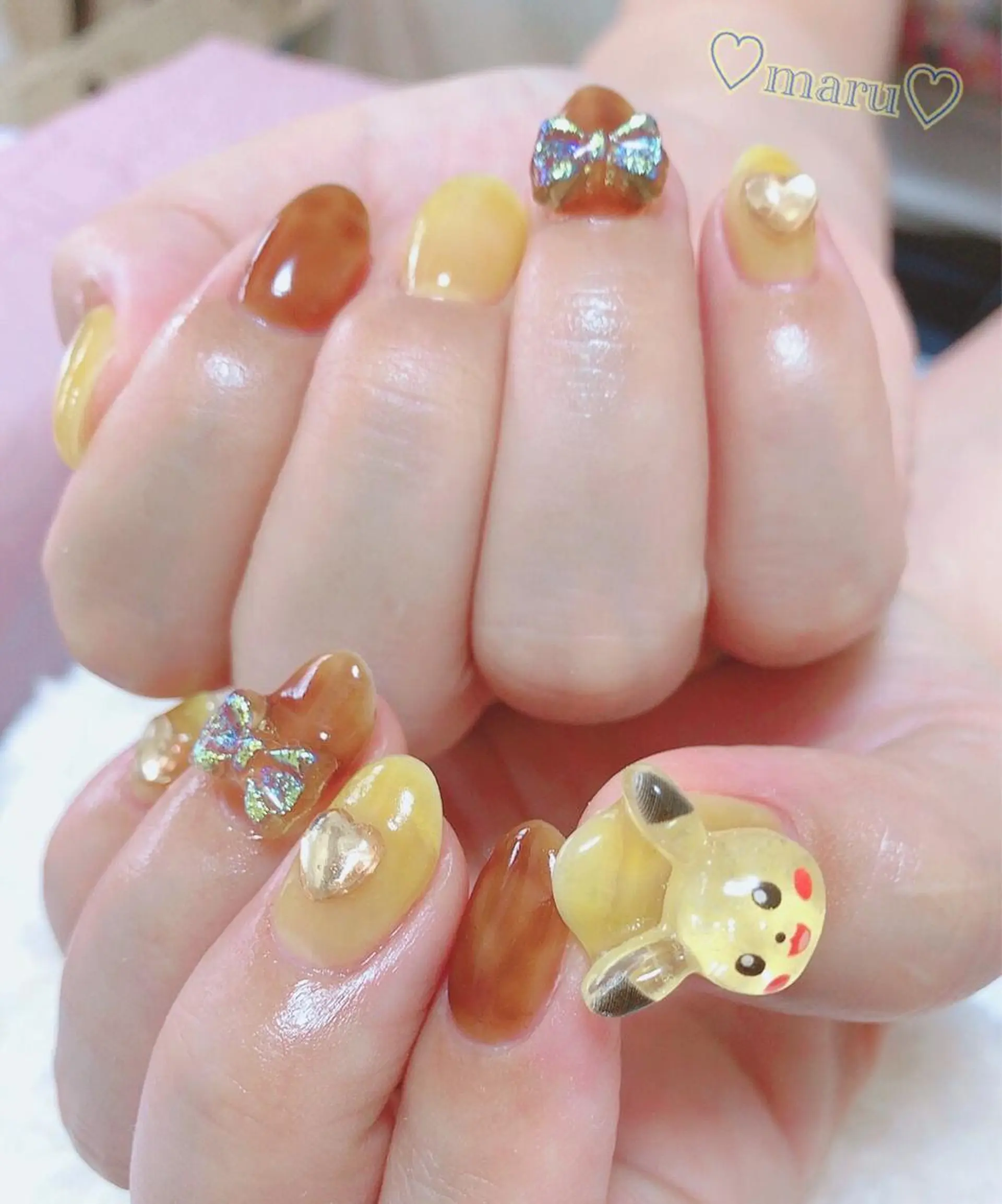 ネイル ハート リボン ハンドネイル フットネイル まるみ ♡のネイルデザイン