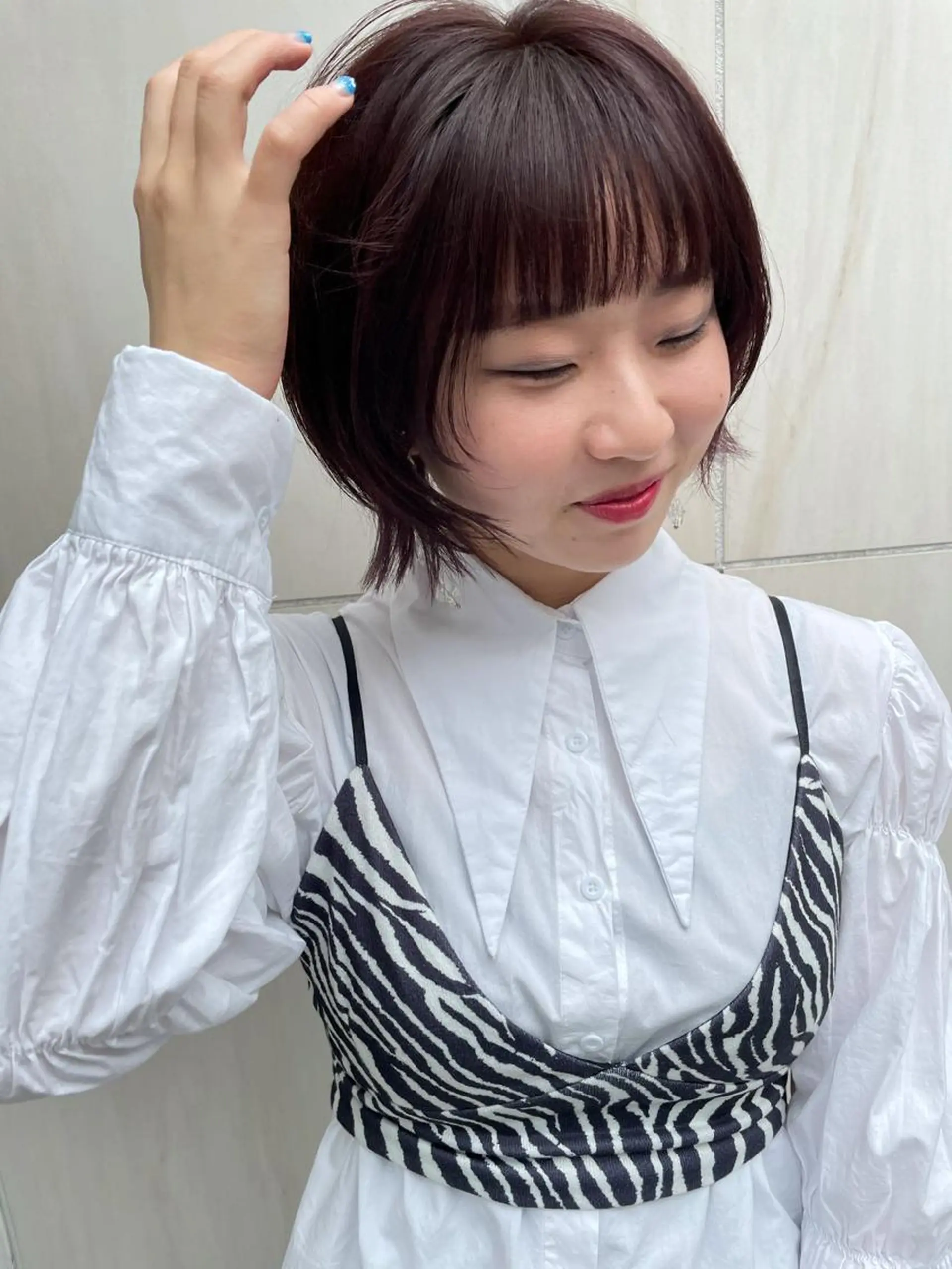 ミディアム カラー パーマ ヘアアレンジ メンズ キッズ ネイル マツエク・マツパ ピンクカラー パープルカラー カラーマツエク ピンク パープル カット ヘアカラー トリートメント tatsumi/ボブ ウルフ/レイヤーのヘアスタイル