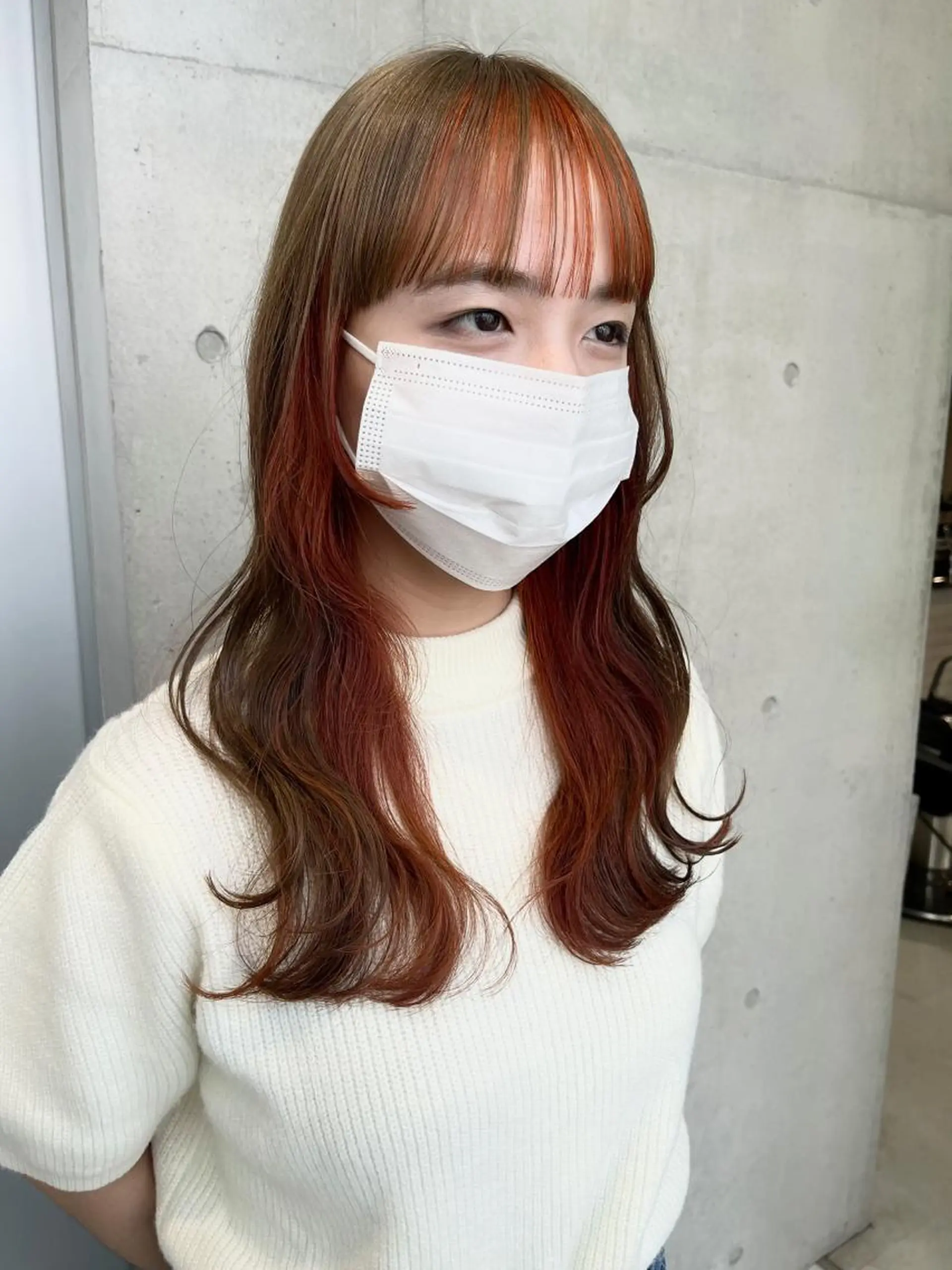 セミロング カラー パーマ ヘアアレンジ 透明感/オリーブ/ グレージュ/YUKAのヘアスタイル