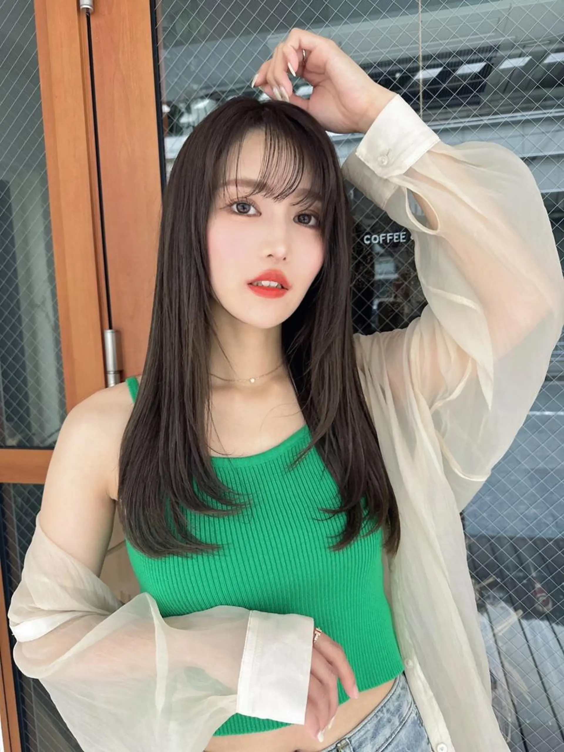 セミロング カット ヘアカラー ルービック難波／韓国 /艶カラー/KAZUのヘアスタイル