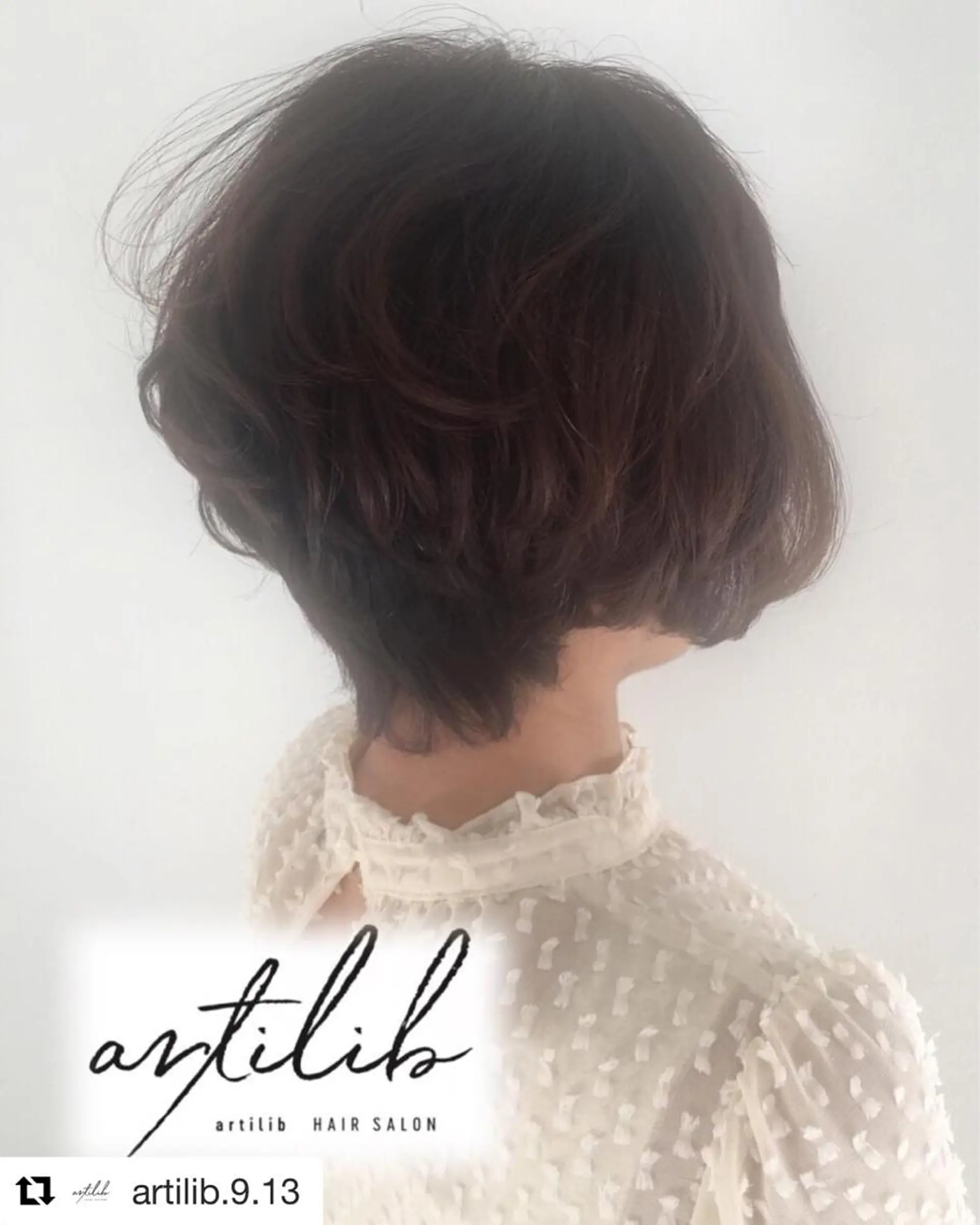 ショート カラー ヘアアレンジ 切りっぱなしボブ ショートボブ アディクシーカラー アクアカラー 透明感カラー SHO担当髪質改善 東加古川アーティブのヘアスタイル