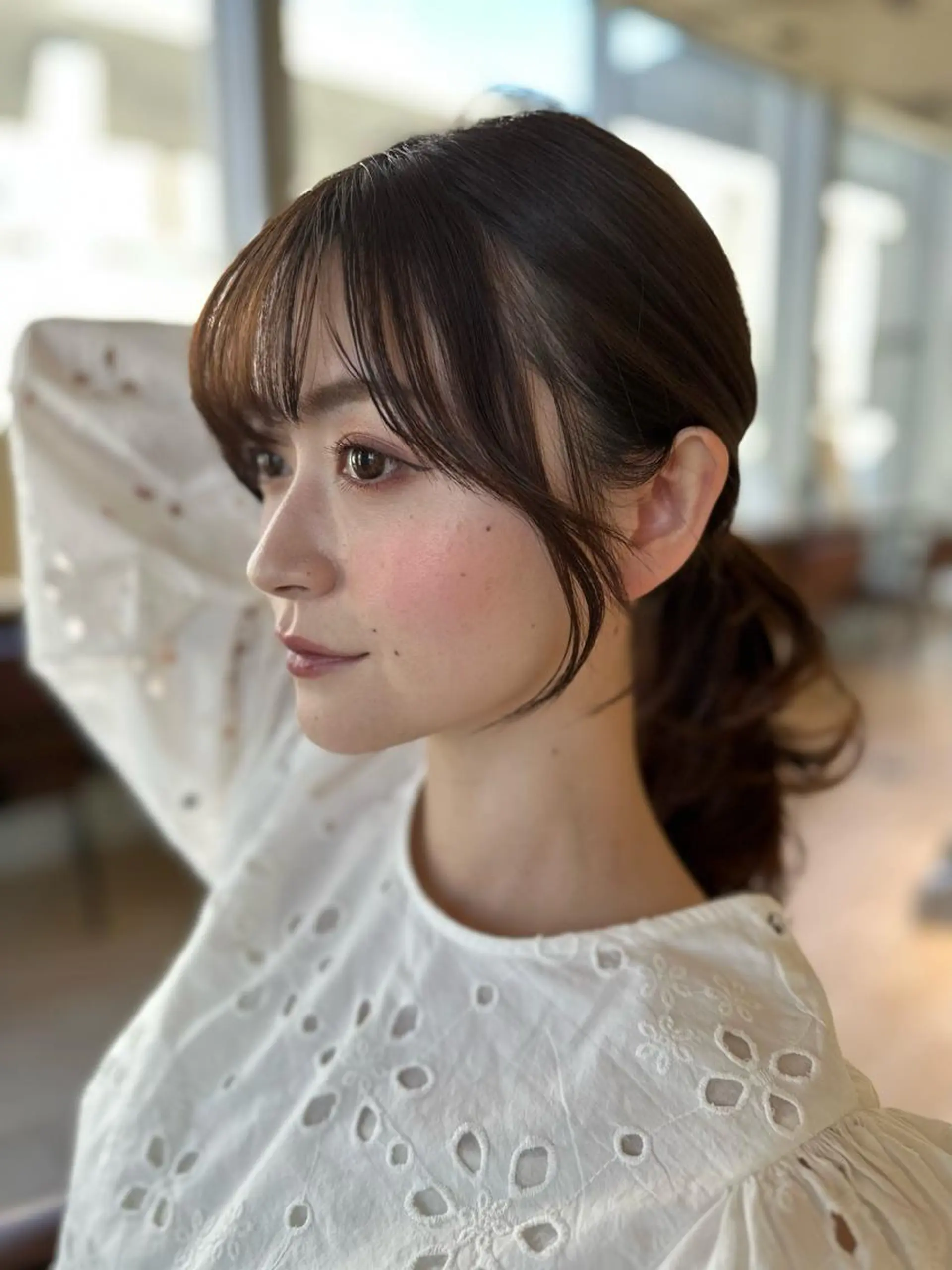 ミディアム くびれヘア 顔まわりレイヤー 顔周りカット かきあげバング 韓国風ヘア カット 【1日2名様限定】 AFLOAT白川雄副のヘアスタイル