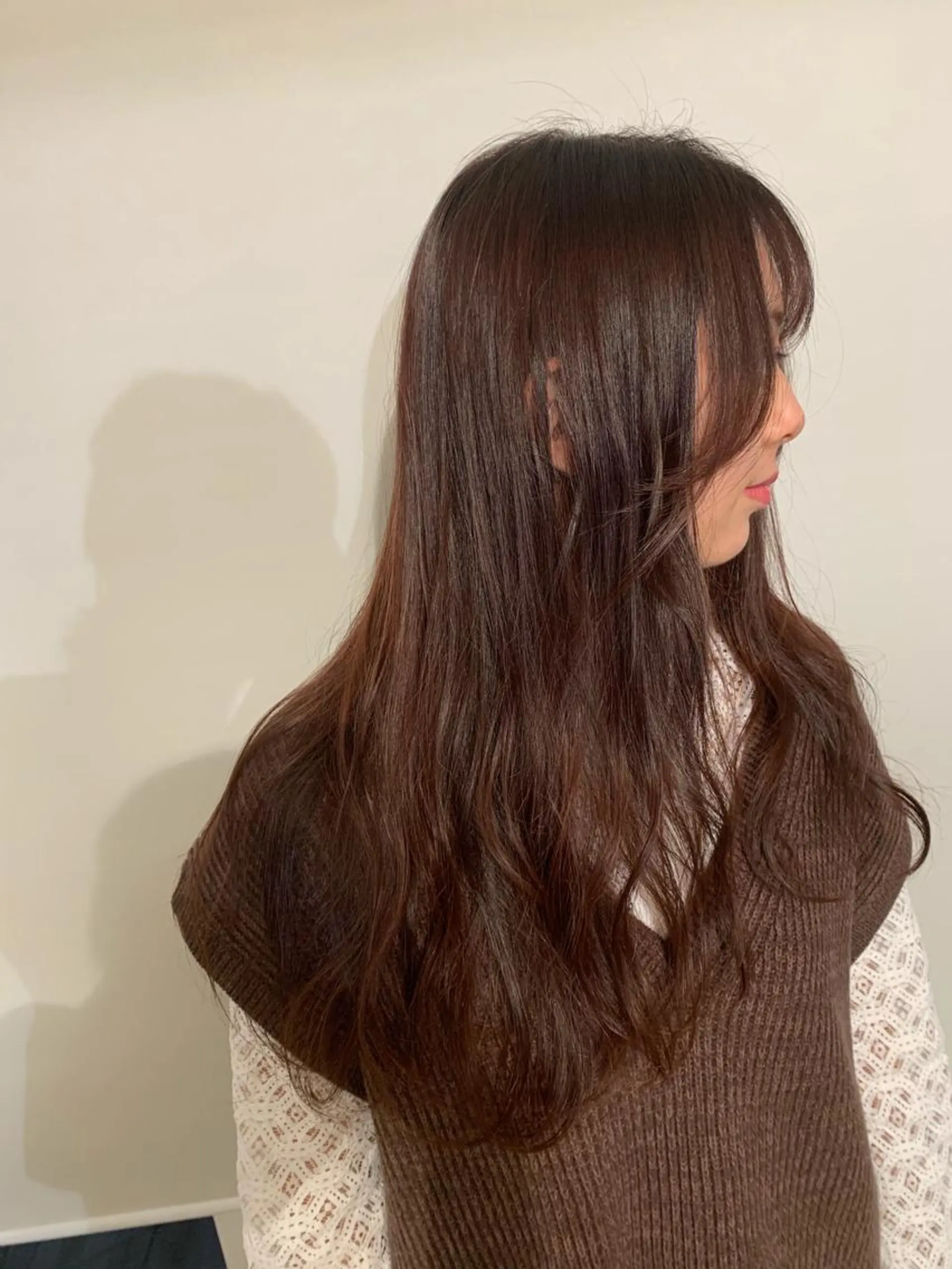 ロング カラー パーマ ヘアアレンジ ブラウンカラー パープルカラー パープルブラウン カット ヘアカラー トリートメント 加藤 綾華のヘアスタイル