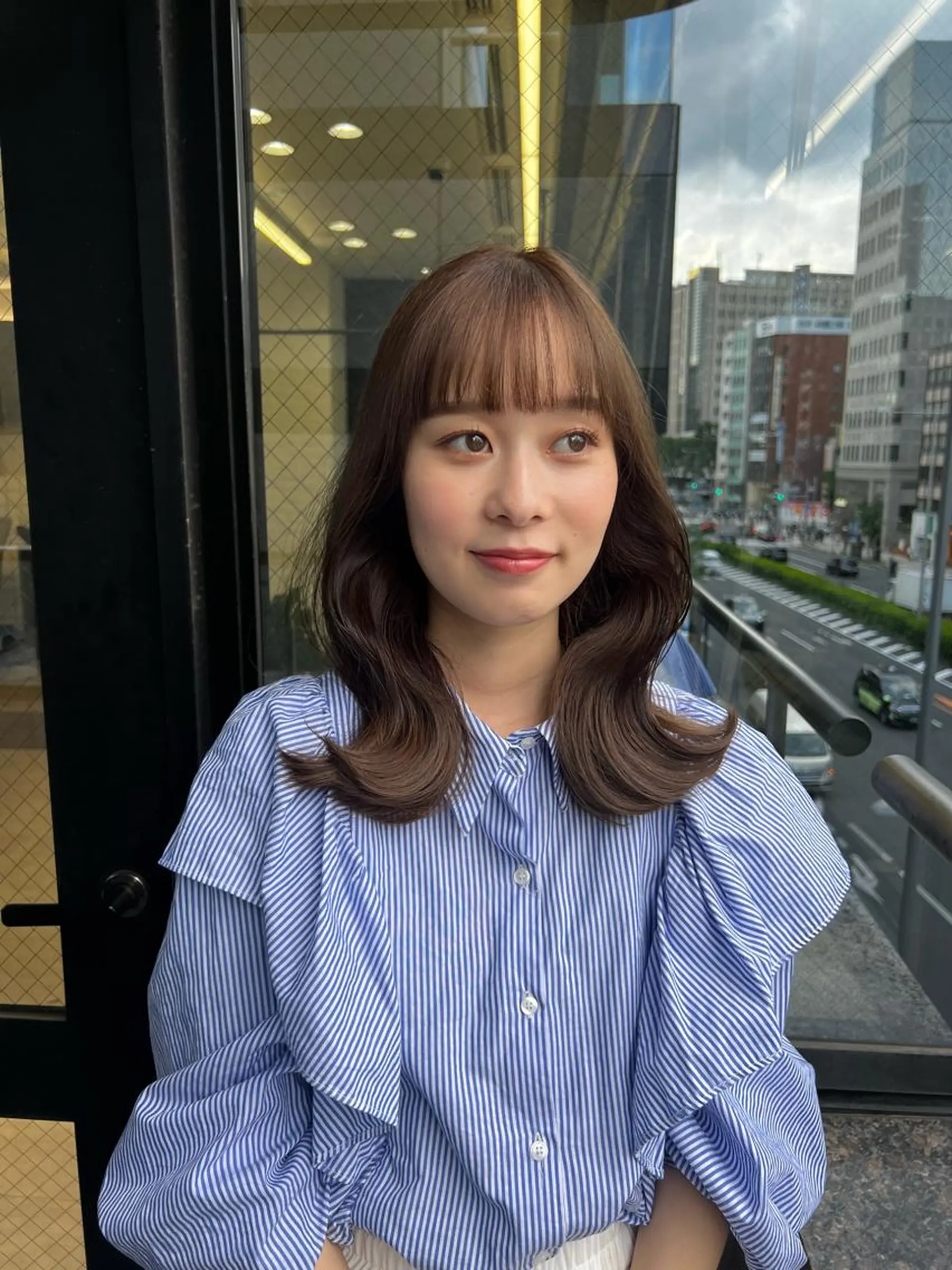 セミロング カラー 韓国ヘア♡ 顔まわりカットayaのヘアスタイル