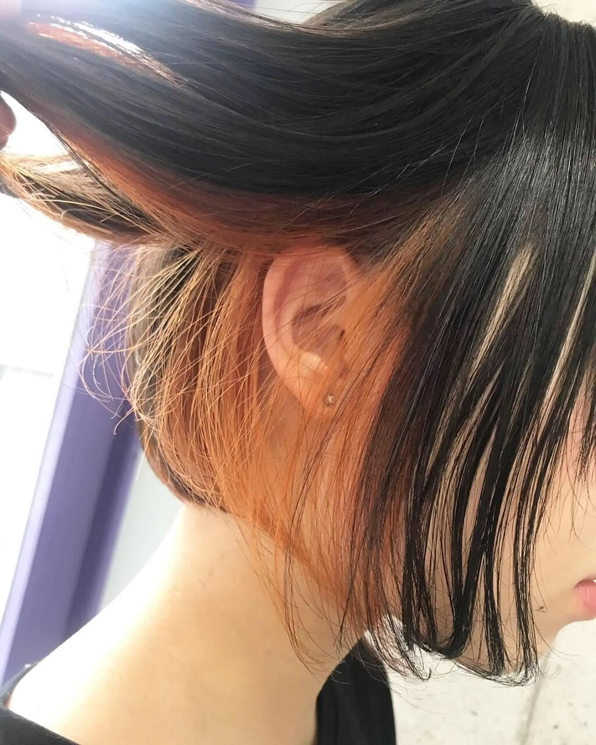 ショート カラー ブリーチ ケアブリーチ インナーカラー オレンジ 縮毛矯正 🌸rei ✨カットモデル募集中のヘアスタイル