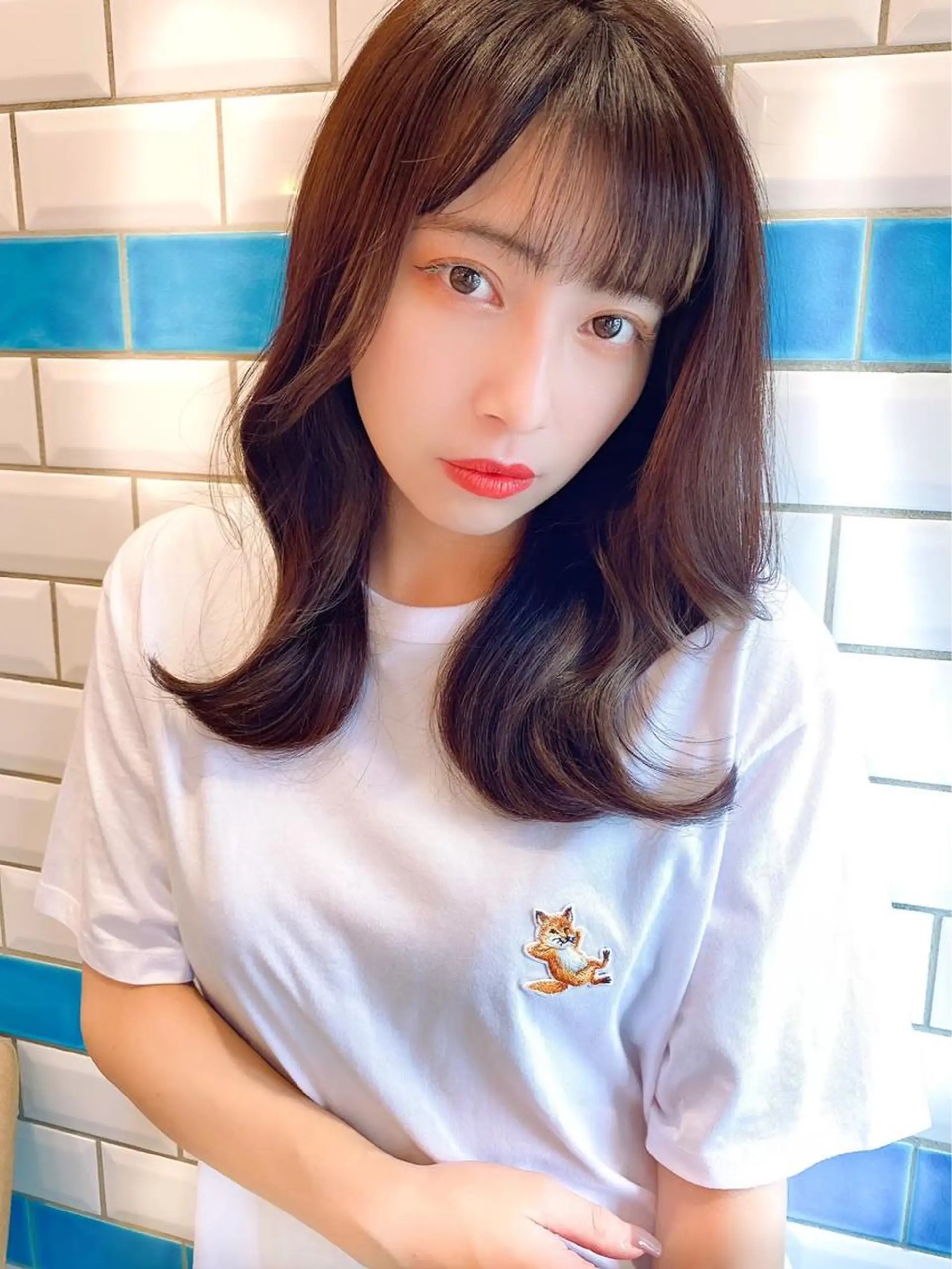 セミロング シールエクステ セミロングパーマ エクステ ハイライト 髪質改善 ヘアカラー トリートメント 新宿/韓国風レイヤー 髪質改善/渋谷直樹のヘアスタイル