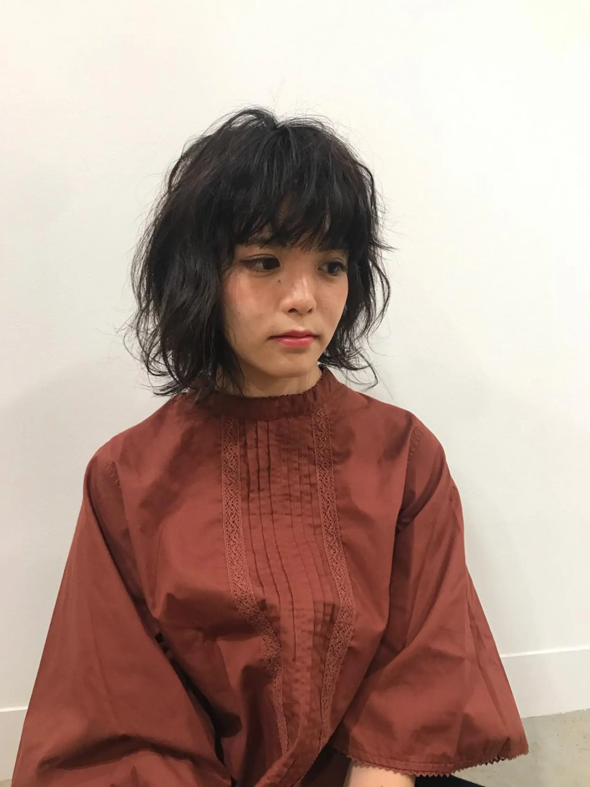 ショート パーマ ヘアアレンジ 暖色カラー🍊 ボブ🌿顔周りcutのヘアスタイル