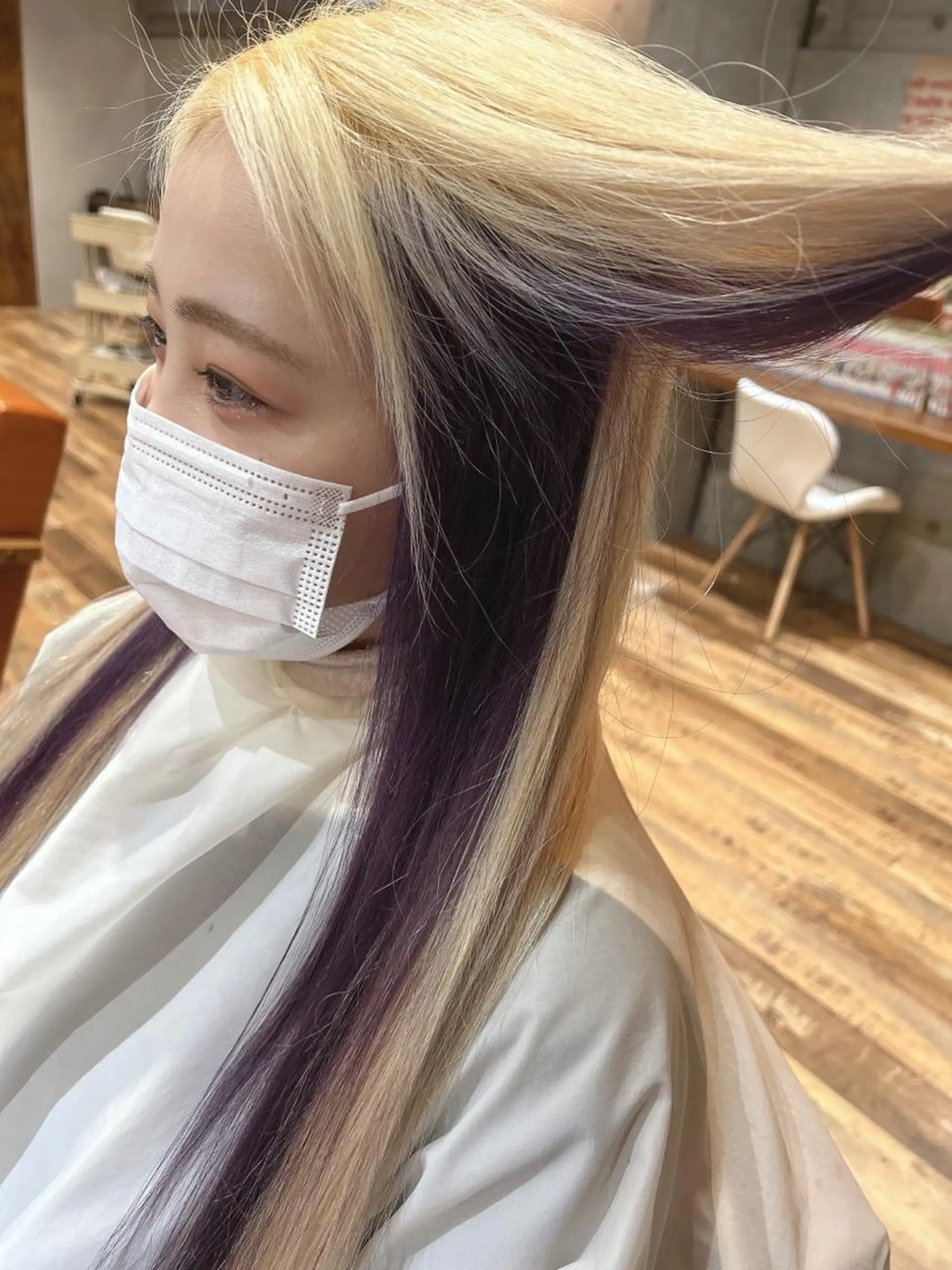 ロング カラー ブリーチ 抜きっぱなしブロンド ラベンダーカラー ヘアカラー トリートメント 🎨デザイン🥇 美髪・艶髪 日暮千敬のヘアスタイル