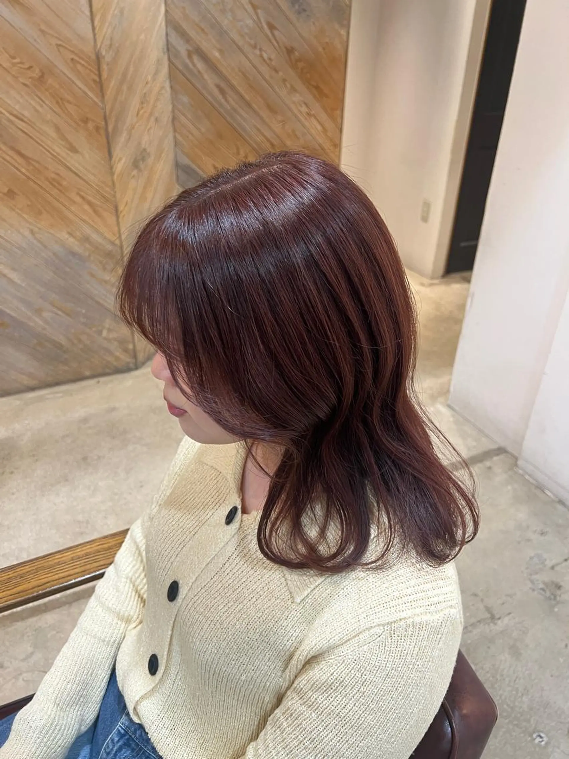 ミディアム ピンクブラウン beleefric 🩵黒木芽衣のヘアスタイル