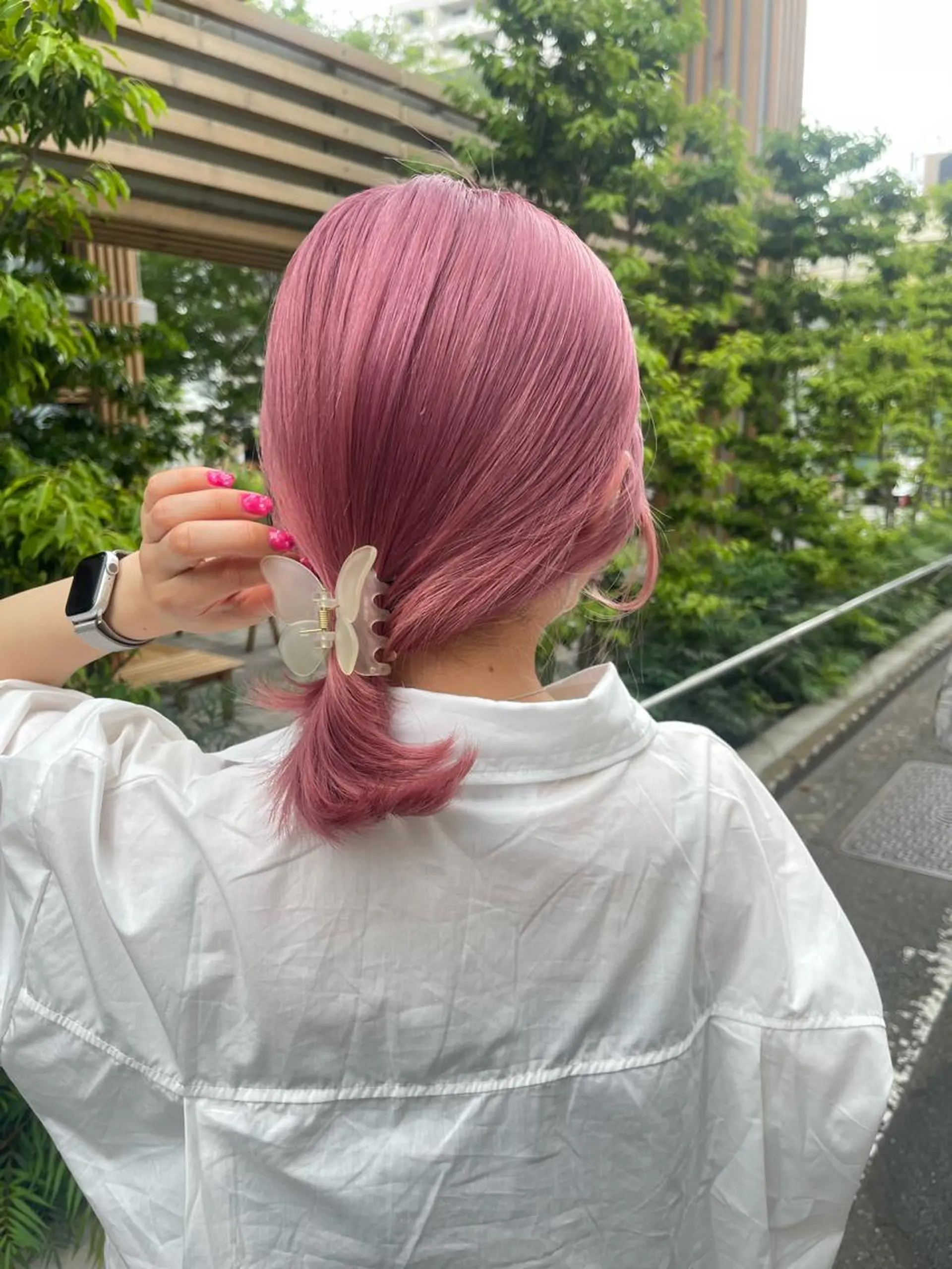 ミディアム ピンクラベンダー ヘアカラー トリートメント 渋谷ケアブリーチ Suuのヘアスタイル