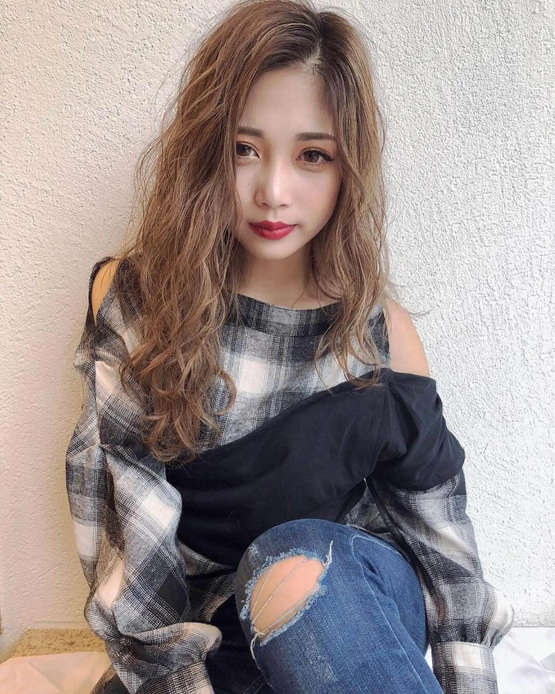 ロング カラー ハイライトカラー ハイライト ヘアカラー トリートメント 服部 樹季のヘアスタイル