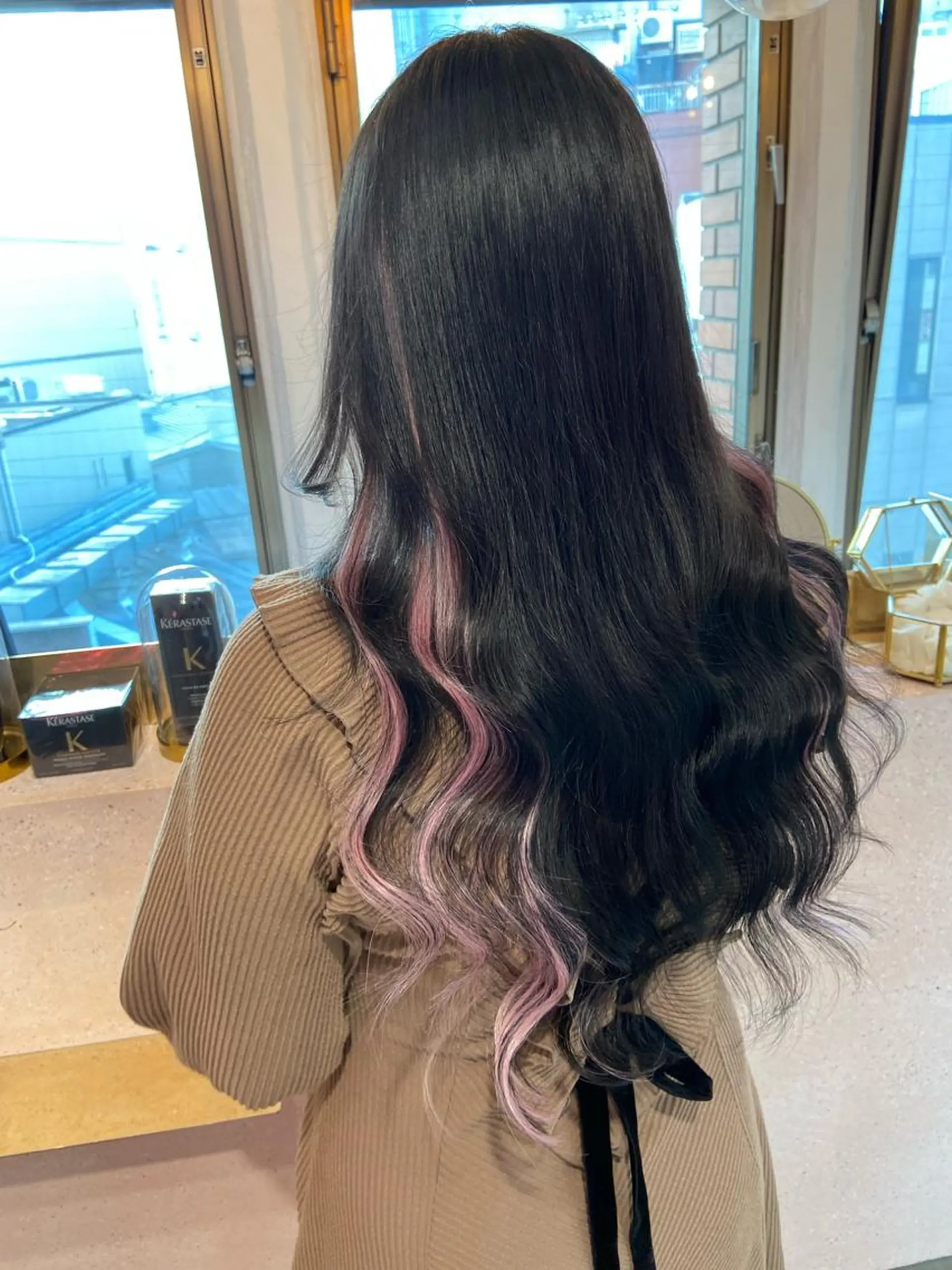 ロング カラー シールエクステ ブリーチ ブラウンカラー ケアカラー ダブルカラー ヘアカラー トリートメント エクステ 新宿/韓国ヘア 中明度カラー/かやのヘアスタイル