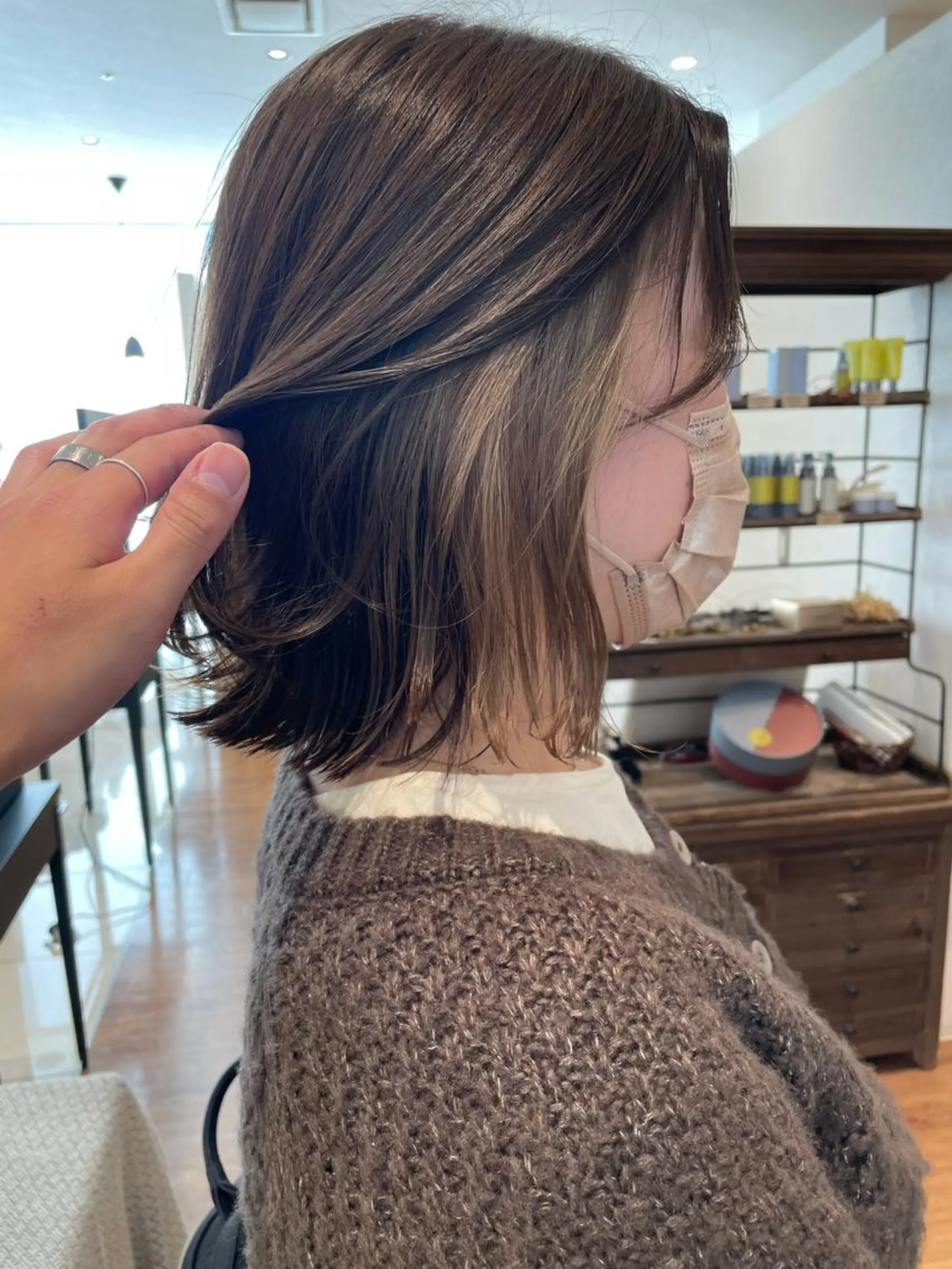 ショート カラー イヤリングカラー グレージュ ヘアカラー 髪質改善/ブリーチ 田代 龍我のヘアスタイル