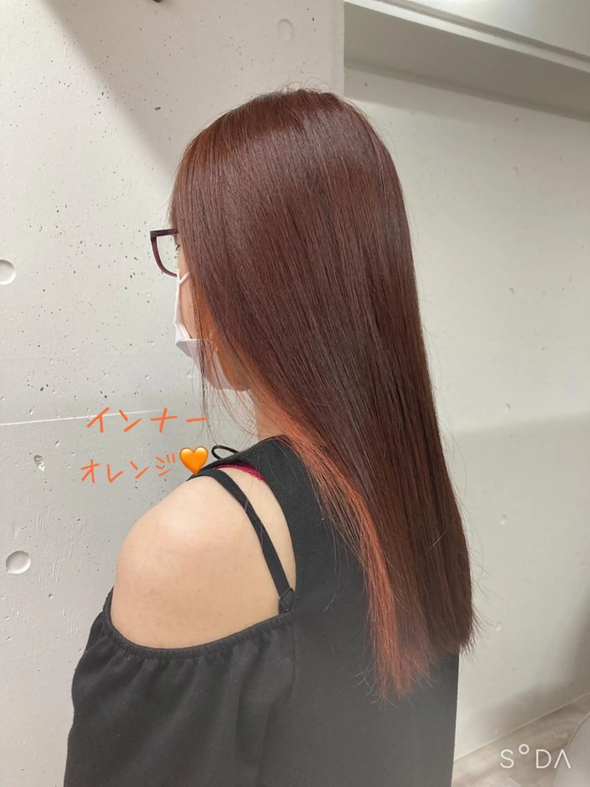 ロング カラー オレンジ カット ヘアカラー ミルミー美容室所属・🦄💒💓齎藤 七海子🦄💒💓のマツエク・マツパデザイン